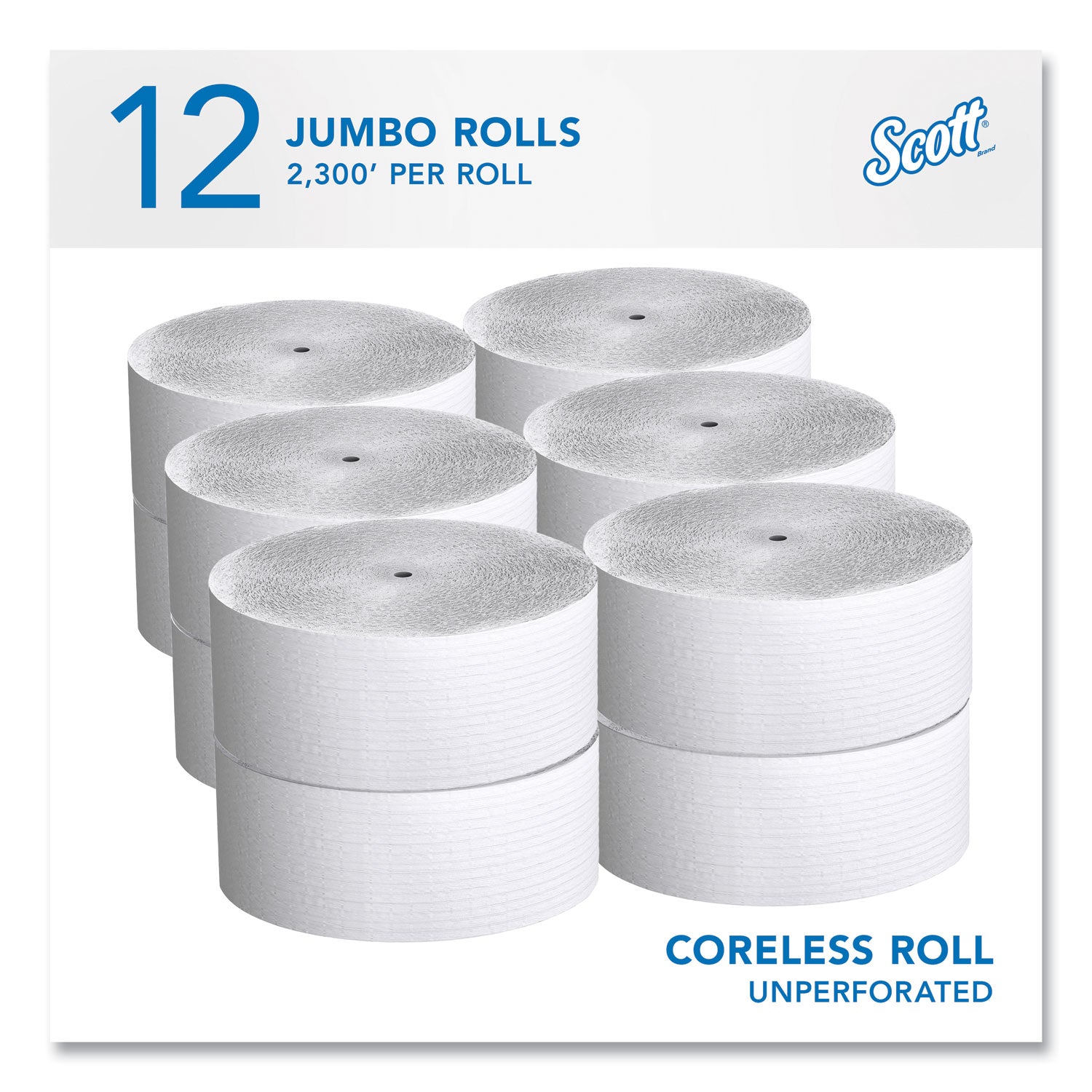Essential Coreless JRT, Septic Safe, 1-Ply, White, 3.75 x 2,300 ft, 12 Rolls/Carton -