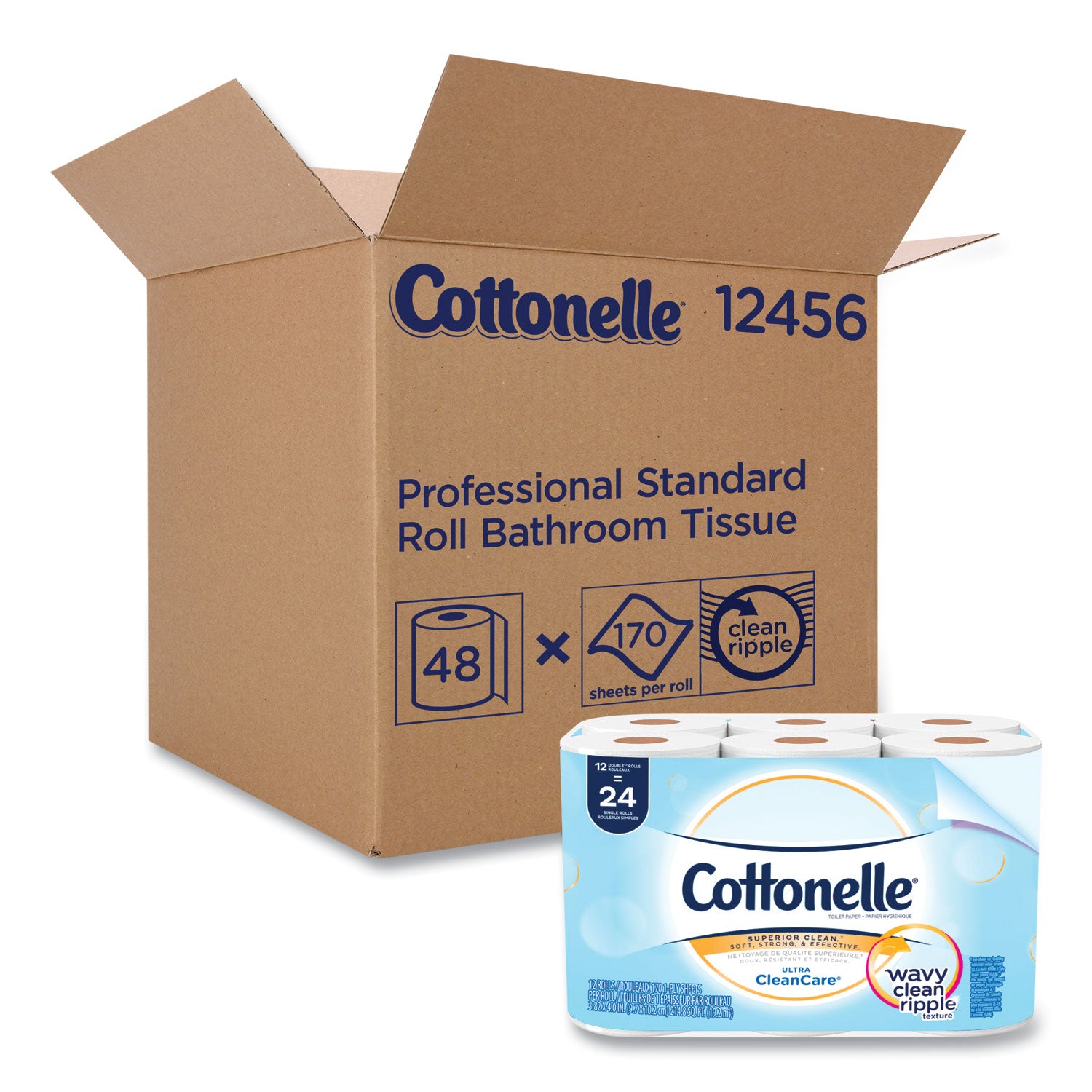 Clean Care Bathroom Tissue, Septic Safe, 1-Ply, White, 170 Sheets/Roll, 48 Rolls/Carton -