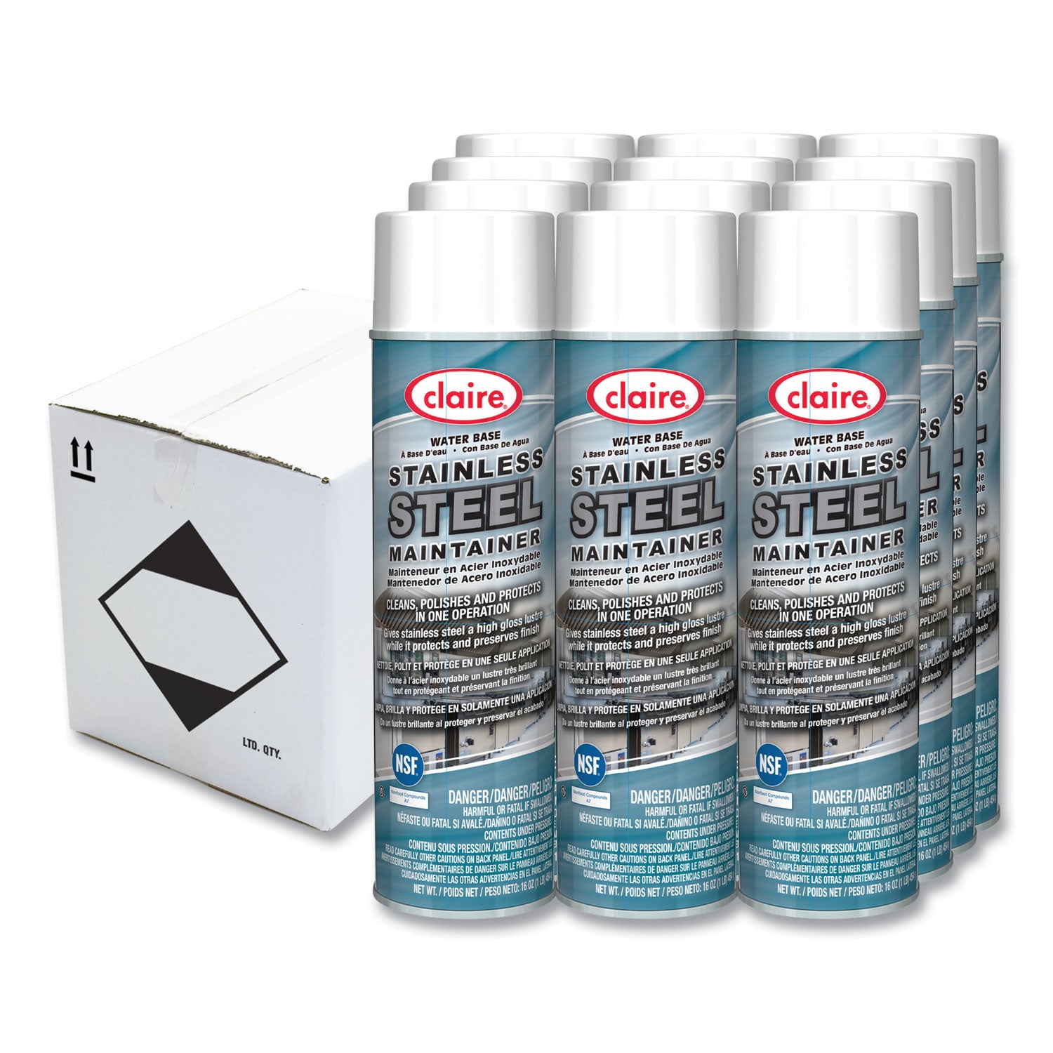 Stainless Steel Maintainer, Lemon Scent, 16 oz Aerosol Spray, Dozen - 1