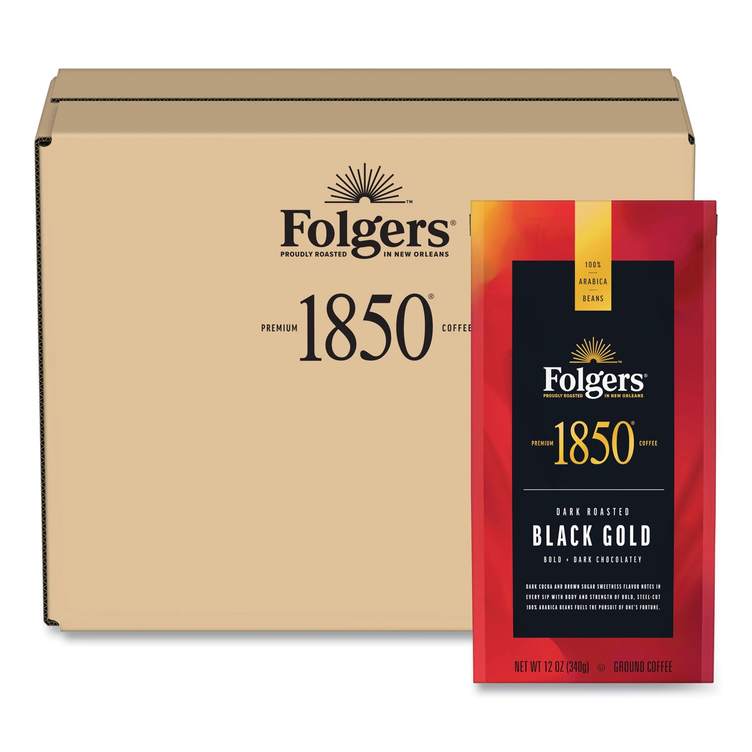 coffee-black-gold-dark-roast-ground-12-oz-bag-6-carton_fol60516 - 1