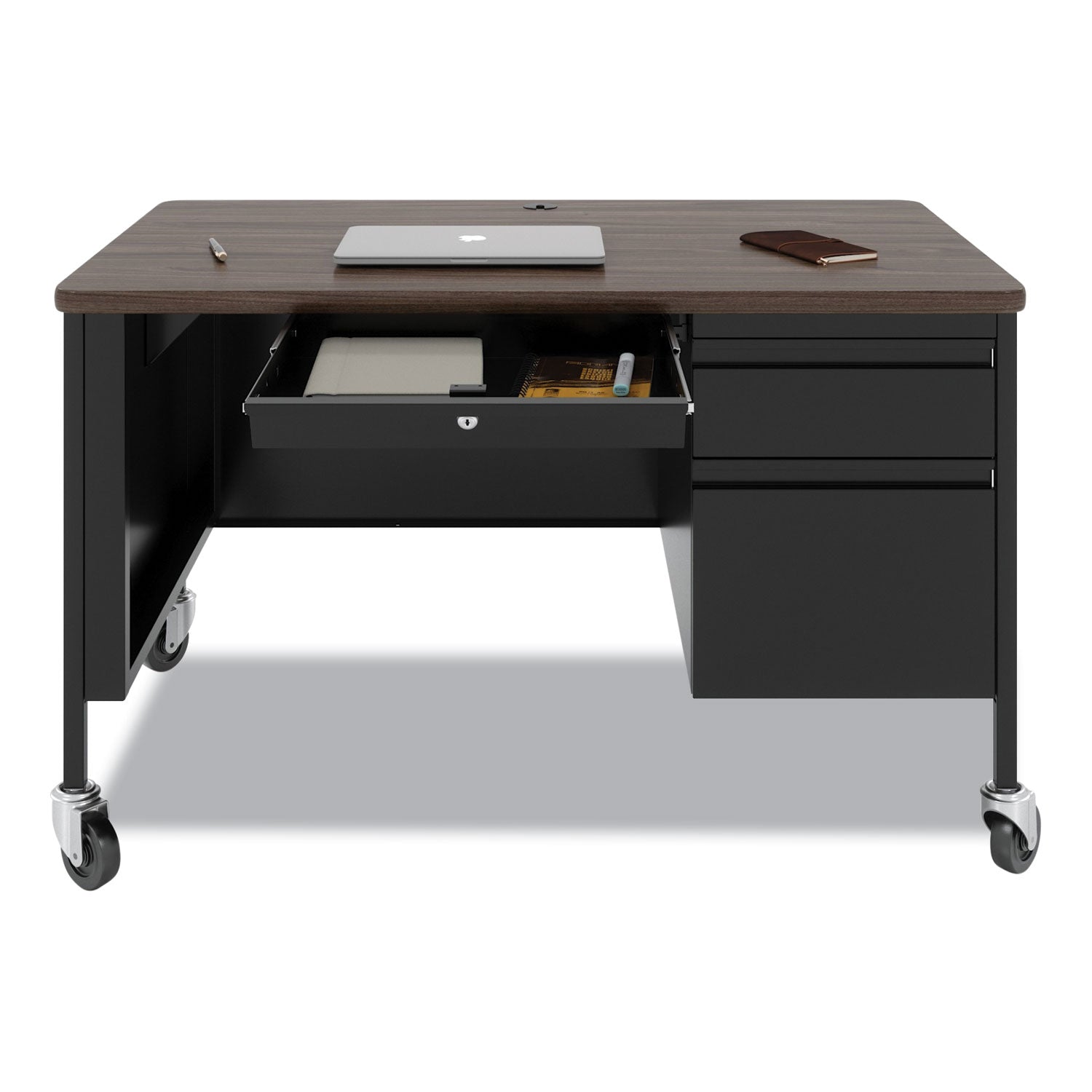 mobile-teachers-pedestal-desks-right-hand-pedestal-box-file-drawers-48-x-30-x-295-walnut-black_hid22656 - 2