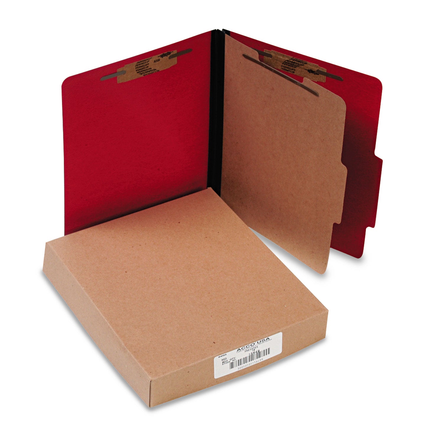 ColorLife PRESSTEX Classification Folders, 2" Expansion, 1 Divider, 4 Fasteners, Letter Size, Executive Red Exterior, 10/Box -