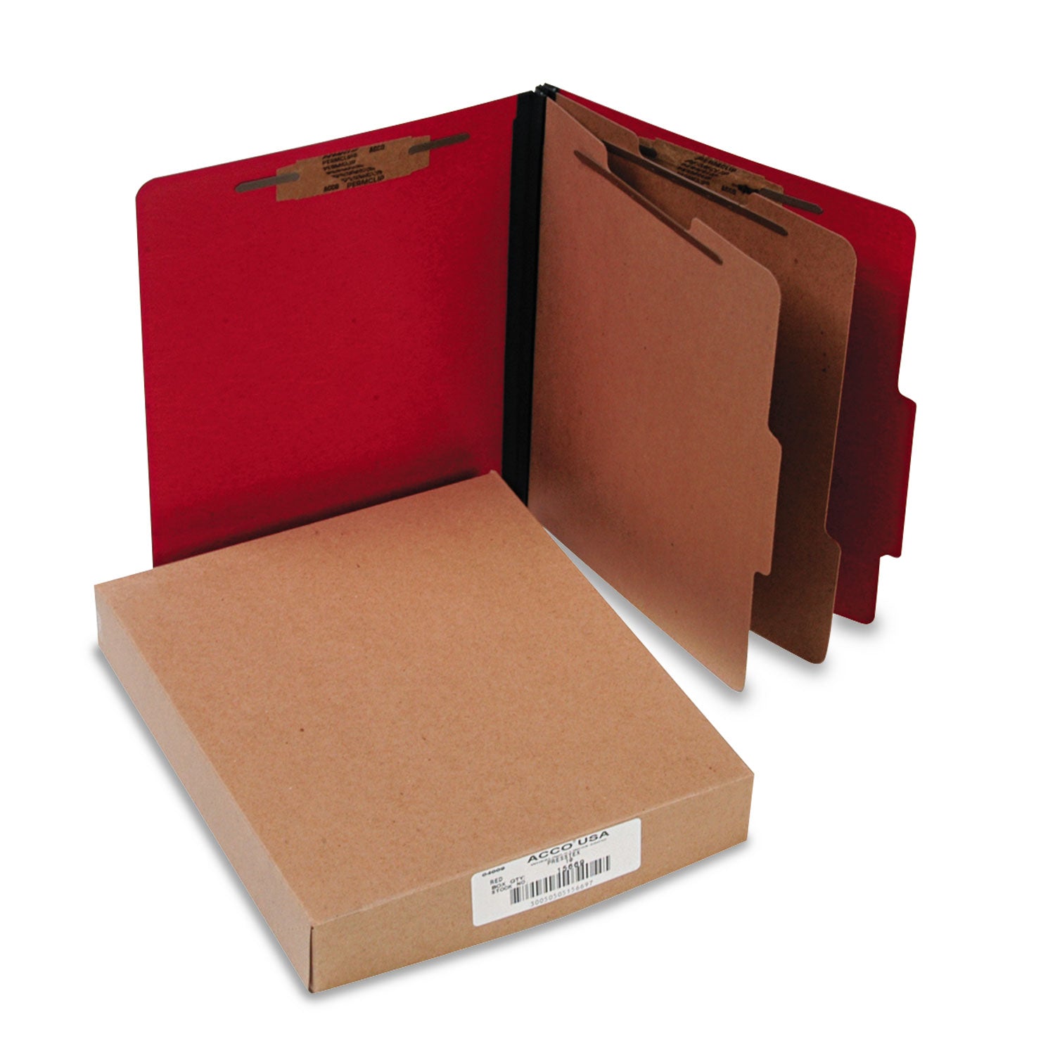 ColorLife PRESSTEX Classification Folders, 3" Expansion, 2 Dividers, 6 Fasteners, Letter Size, Executive Red Exterior, 10/Box -