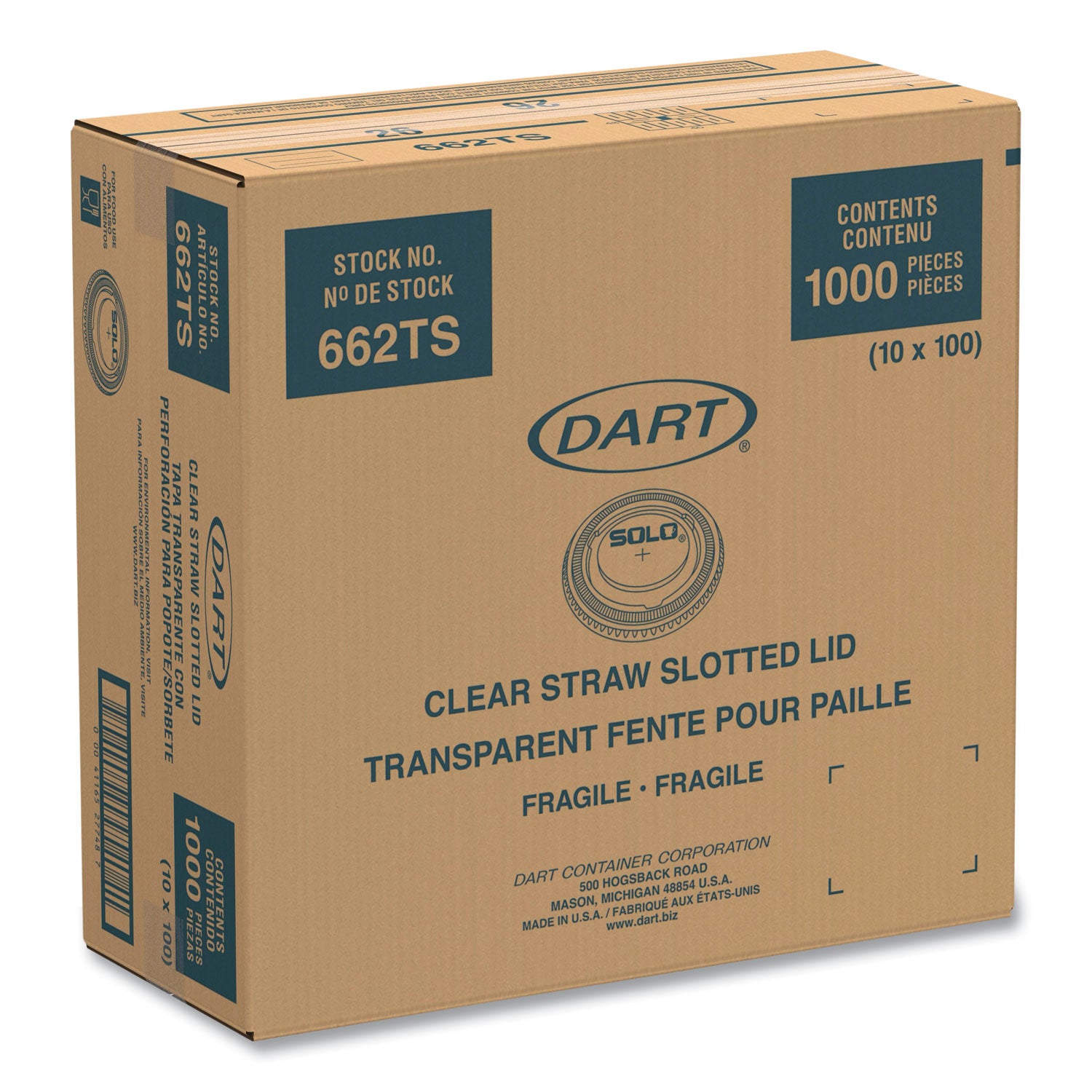 Straw-Slot Cold Cup Lids, Fits 9 oz to 20 oz Cups, Clear, 100/Sleeve, 10 Sleeves/Carton -