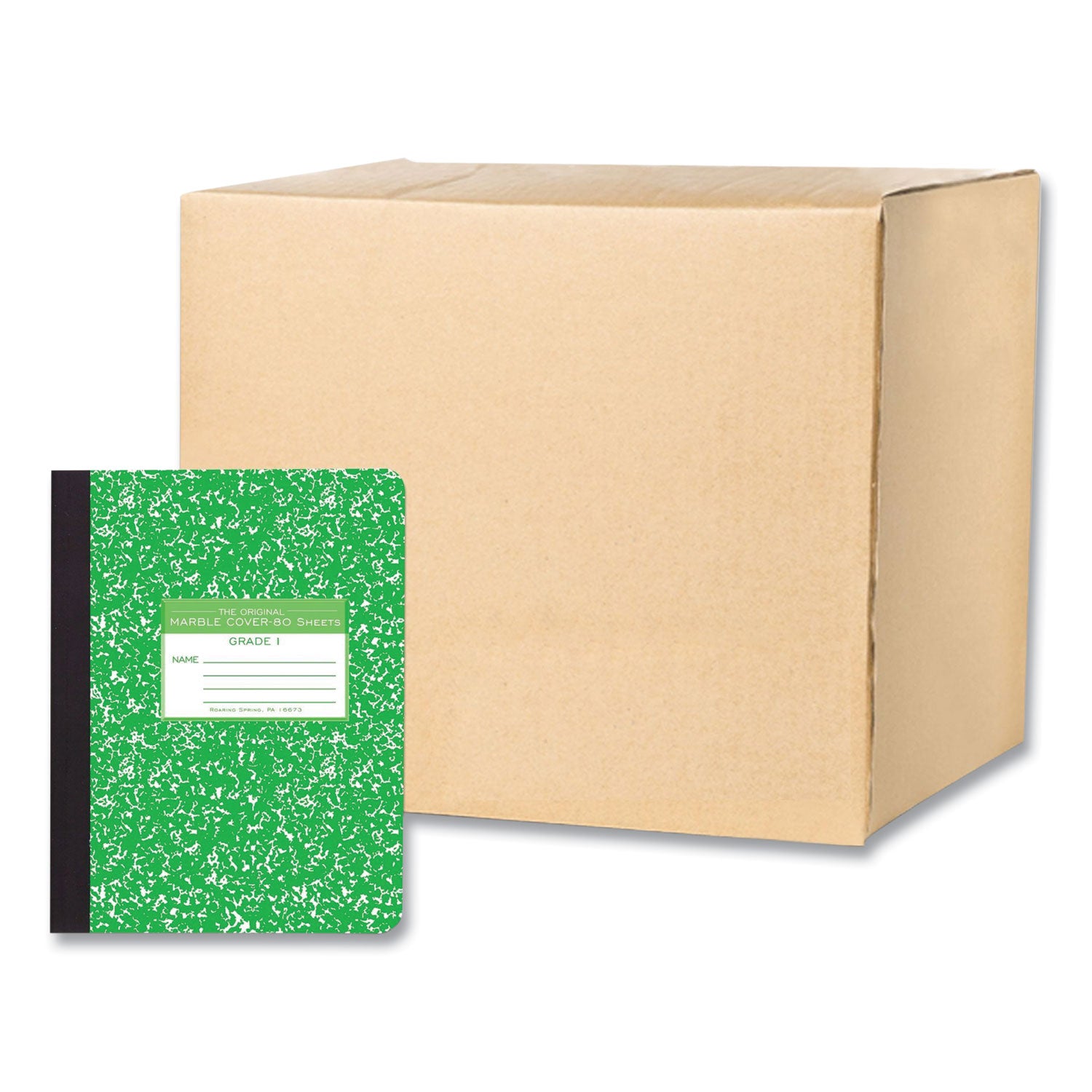 Ruled Composition Book, Grade 1 Manuscript Format, Green Marble Cover, (80) 9.75 x 7.5 Sheet, 48/CT, Ships in 4-6 Bus Days - 1