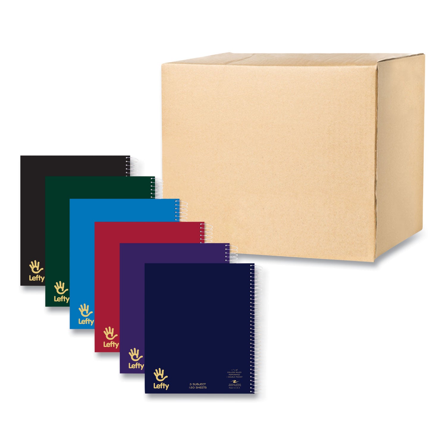 lefty-notebook-3-subject-medium-college-rule-asst-cover-color-120-11-x-9-sheet-24-ct-ships-in-4-6-business-days_roa13506cs - 1