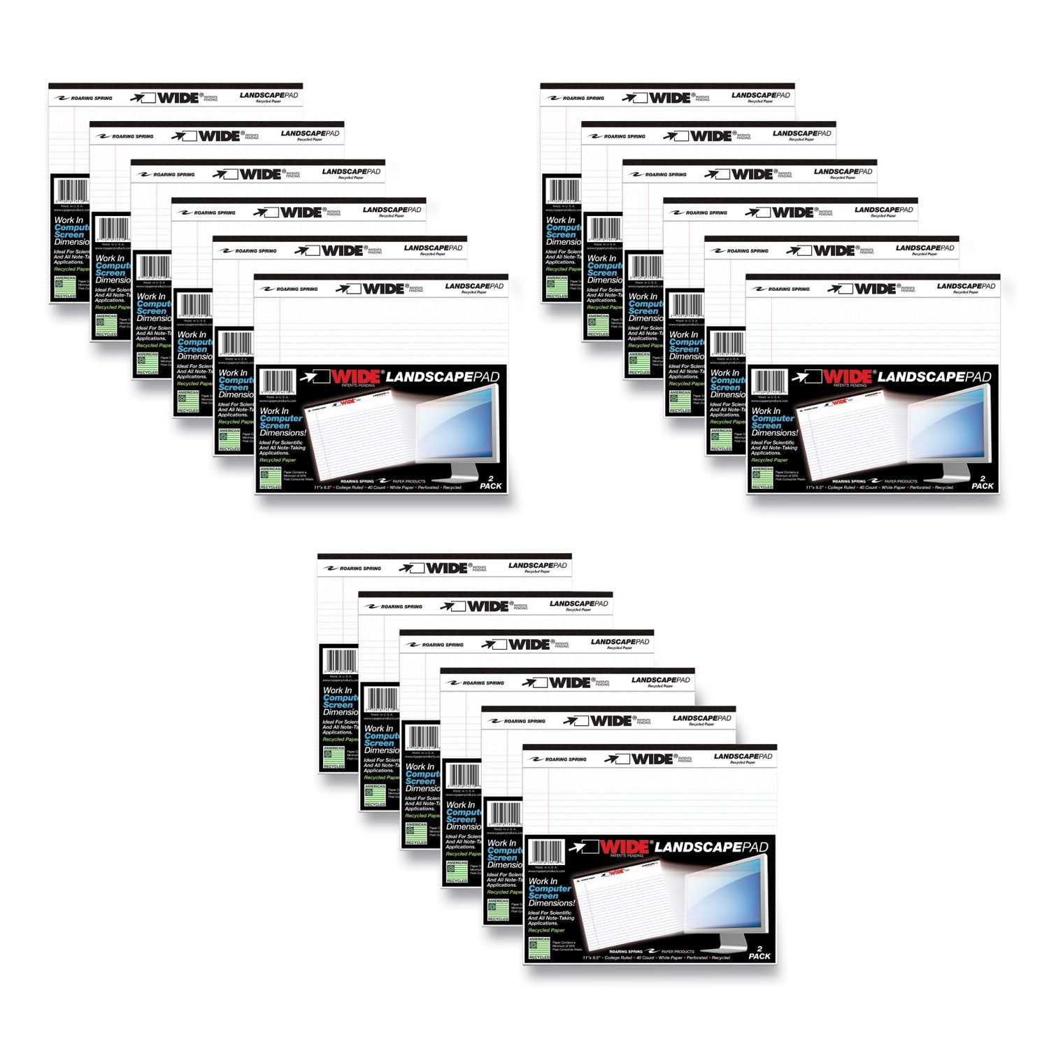 wide-landscape-format-writing-pad-medium-college-rule-40-white-11-x-95-sheets-18-carton-ships-in-4-6-business-days_roa74510cs - 1