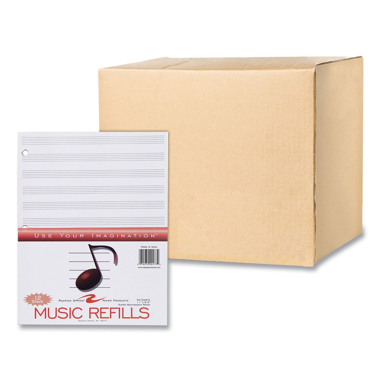 music-filler-paper-3-hole-85-x-11-music-transcription-format-20-sheets-pack-24-packs-carton-ships-in-4-6-business-days_roa20177cs - 1