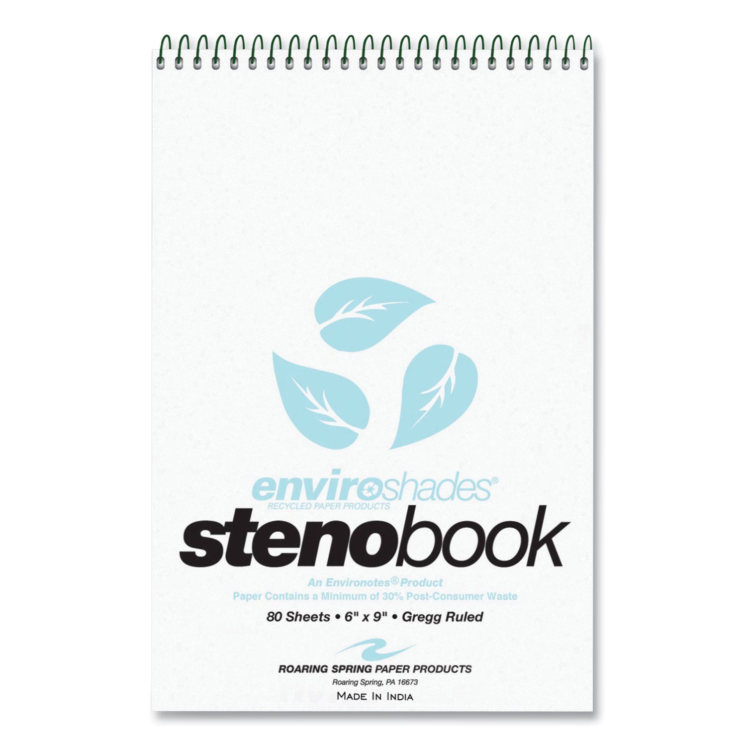 enviroshades-steno-pad-gregg-rule-white-cover-80-blue-6-x-9-sheets-24-pads-carton-ships-in-4-6-business-days_roa12284cs - 2