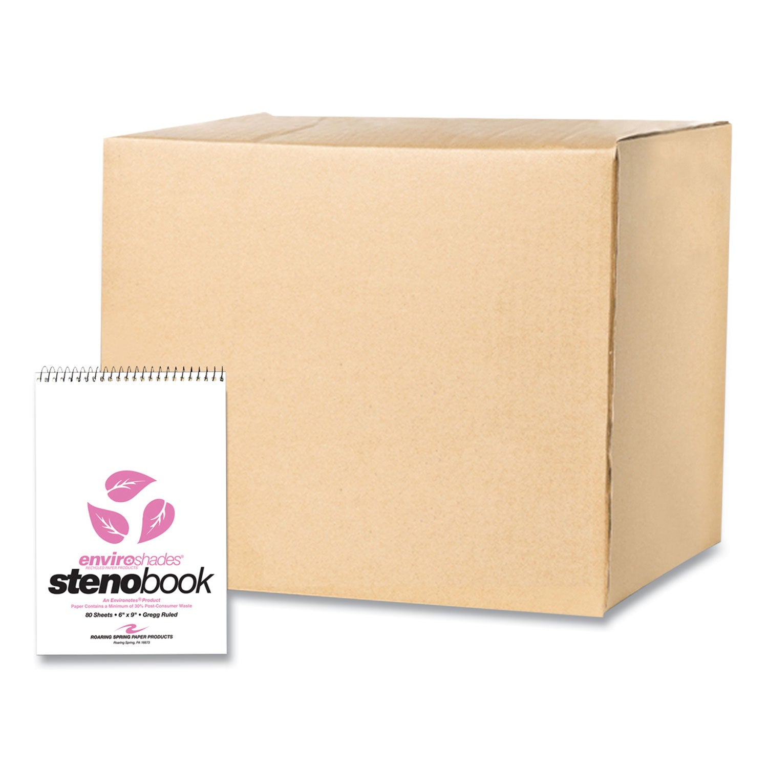 enviroshades-steno-pad-gregg-rule-white-cover-80-pink-6-x-9-sheets-24-pads-carton-ships-in-4-6-business-days_roa12254cs - 1