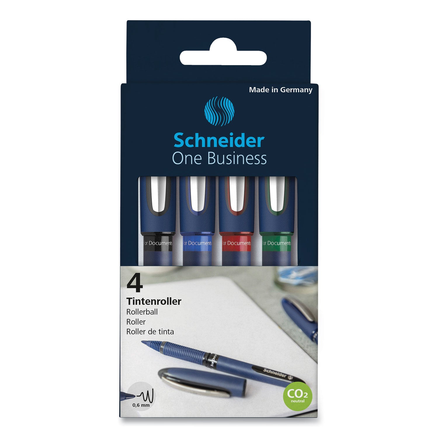 one-business-rollerball-pen-stick-fine-06-mm-assorted-ink-and-barrel-colors-4-pack_red183094 - 1