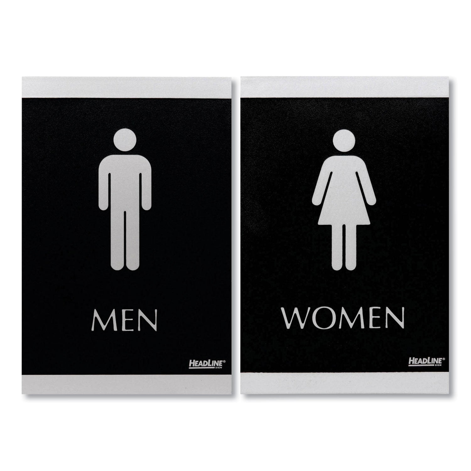 Century Series Office Sign, Men; Women, 6 x 9, Black/Silver -