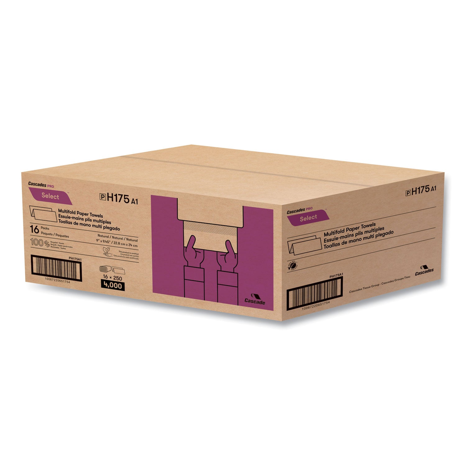select-folded-towels-multifold-1-ply-9-x-945-natural-250-pack-16-packs-carton_csdh175 - 2