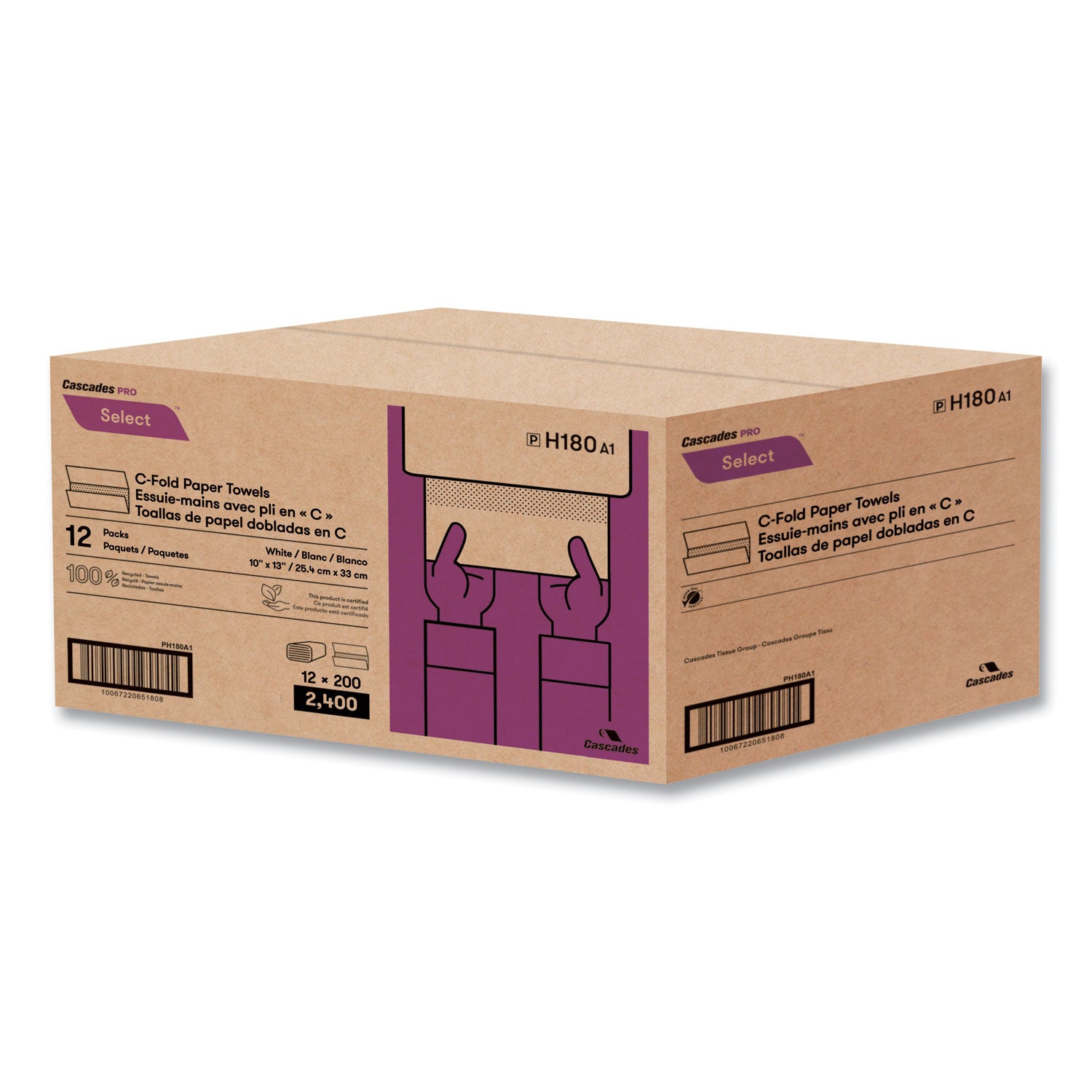 select-folded-paper-towels-c-fold-1-ply-10-x-13-white-200-pack-12-packs-carton_csdh180 - 2