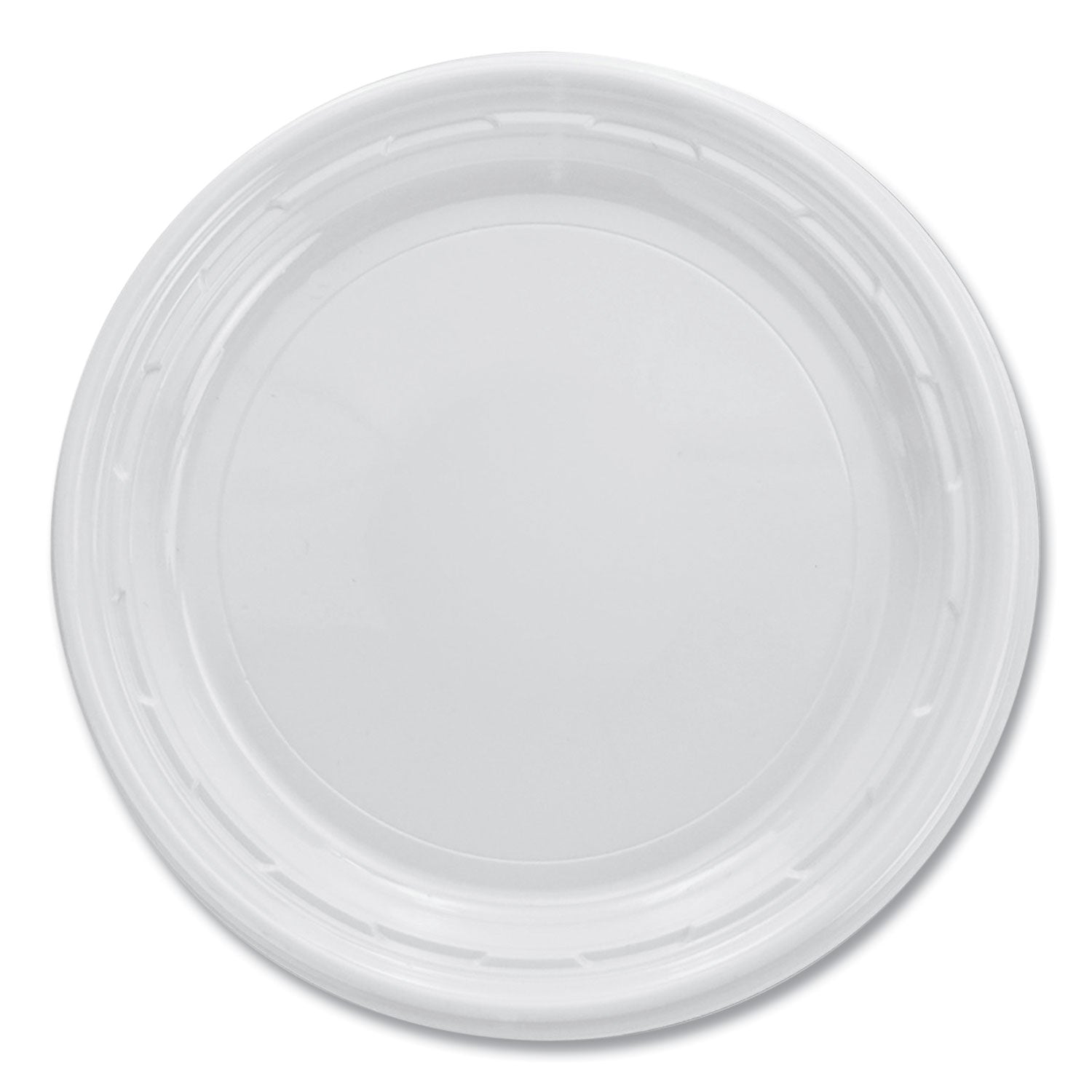 Famous Service Plastic Dinnerware, Plate, 6" dia, White, 125/Pack, 8 Packs/Carton -