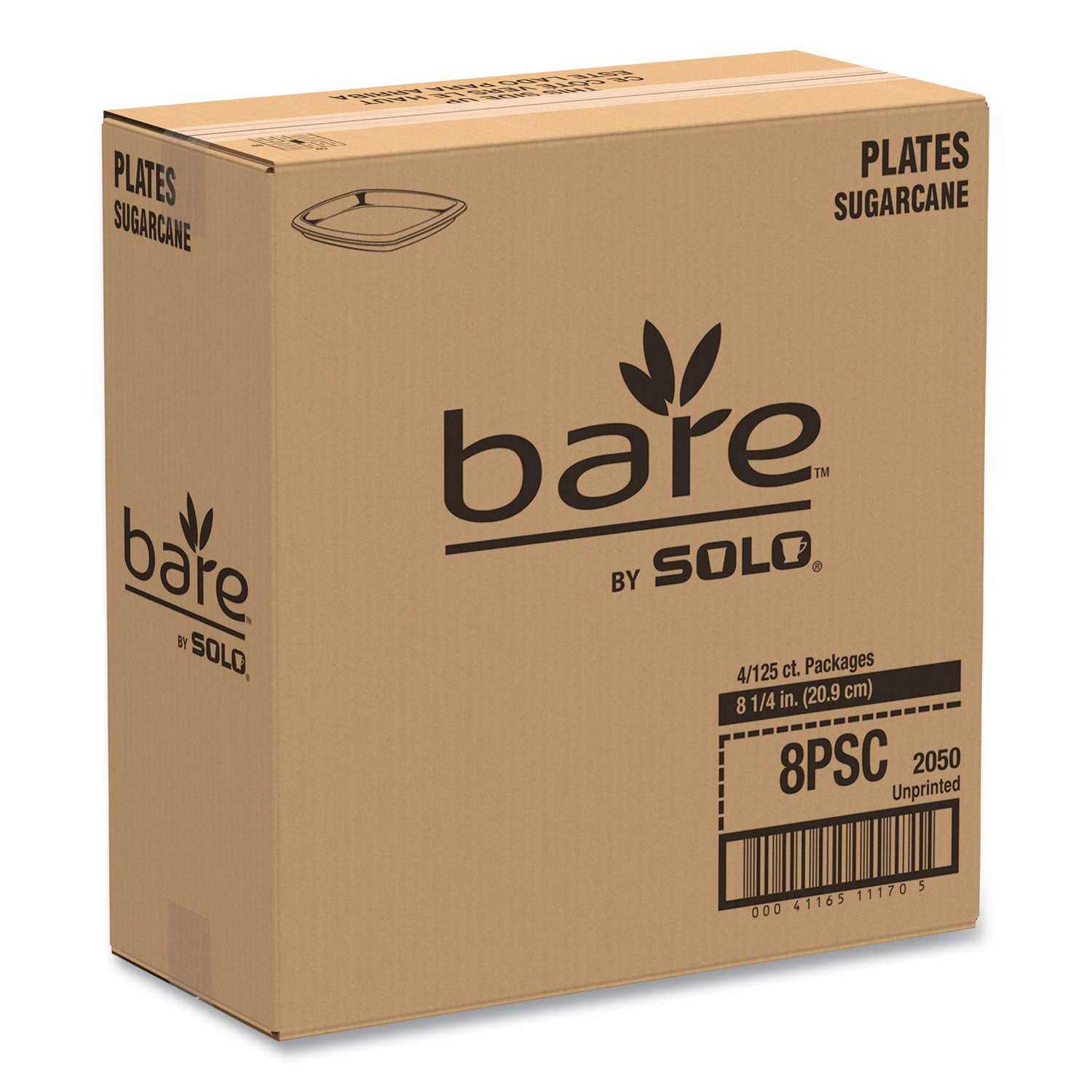Bare Eco-Forward Sugarcane Dinnerware, Plate, 8.25" dia, Ivory, 125/Pack -