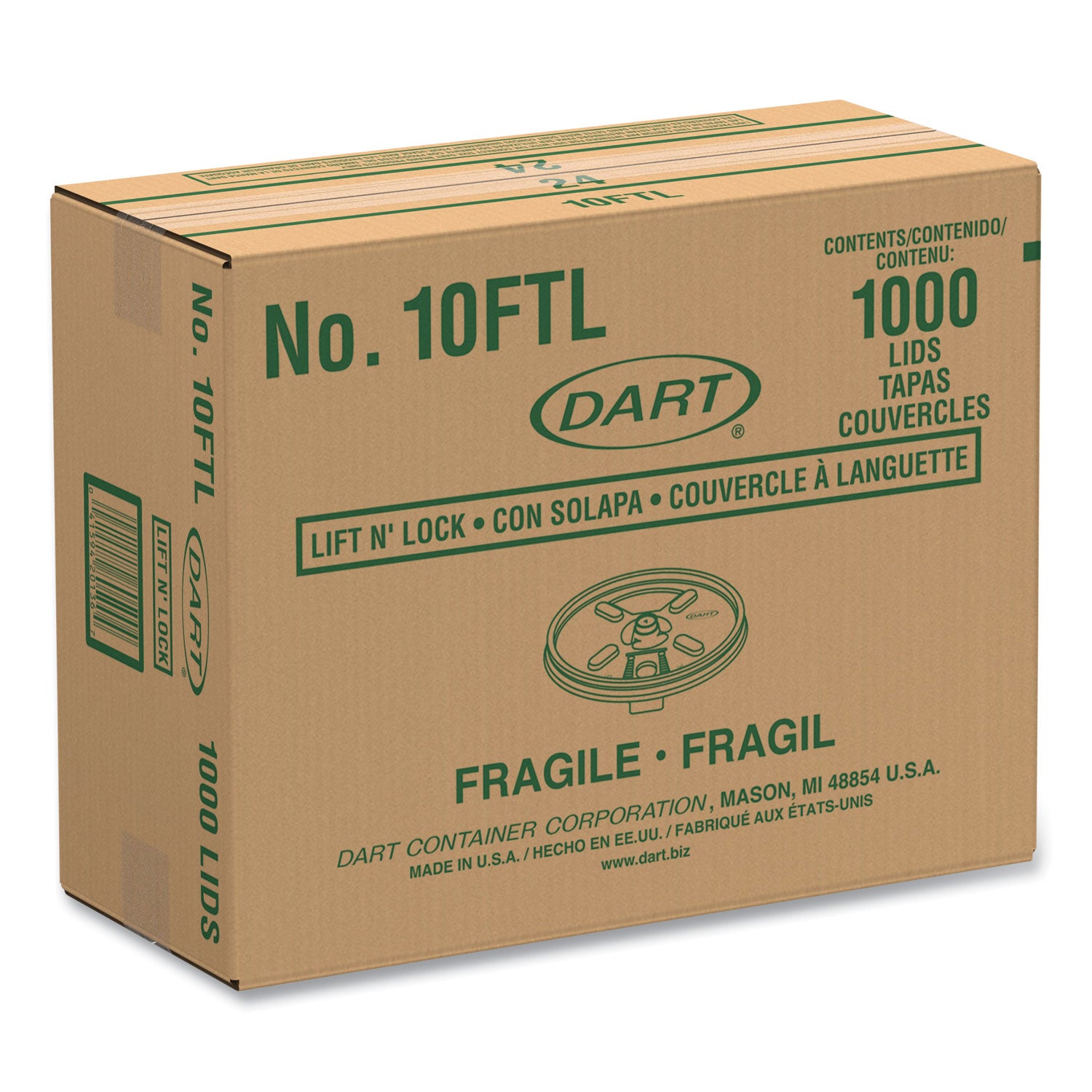 Lift n' Lock Plastic Hot Cup Lids, Fits 10 oz Cups, White, 1,000/Carton -