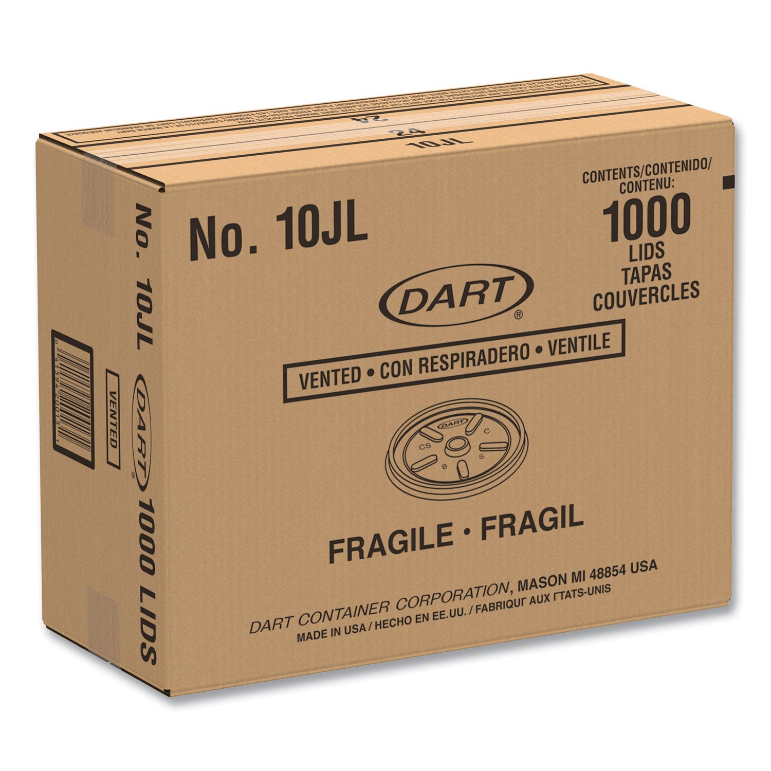 Vented Plastic Hot Cup Lids, 10 oz Cups, White, 1,000/Carton -