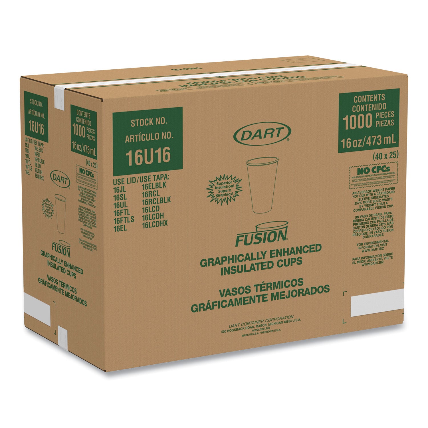 Fusion Escape Foam Hot/Cold Cups, 16 oz, Brown/Black, 1,000/Carton -