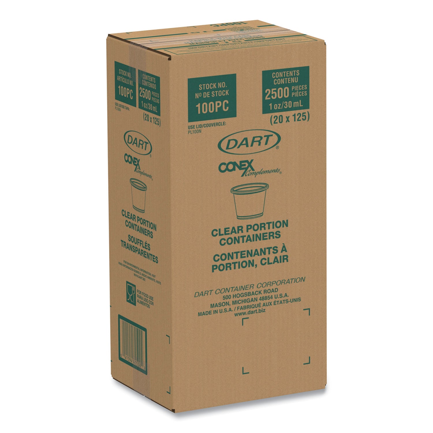 Conex Complements Portion/Medicine Cups, 1 oz, Clear, 125/Bag, 20 Bags/Carton -