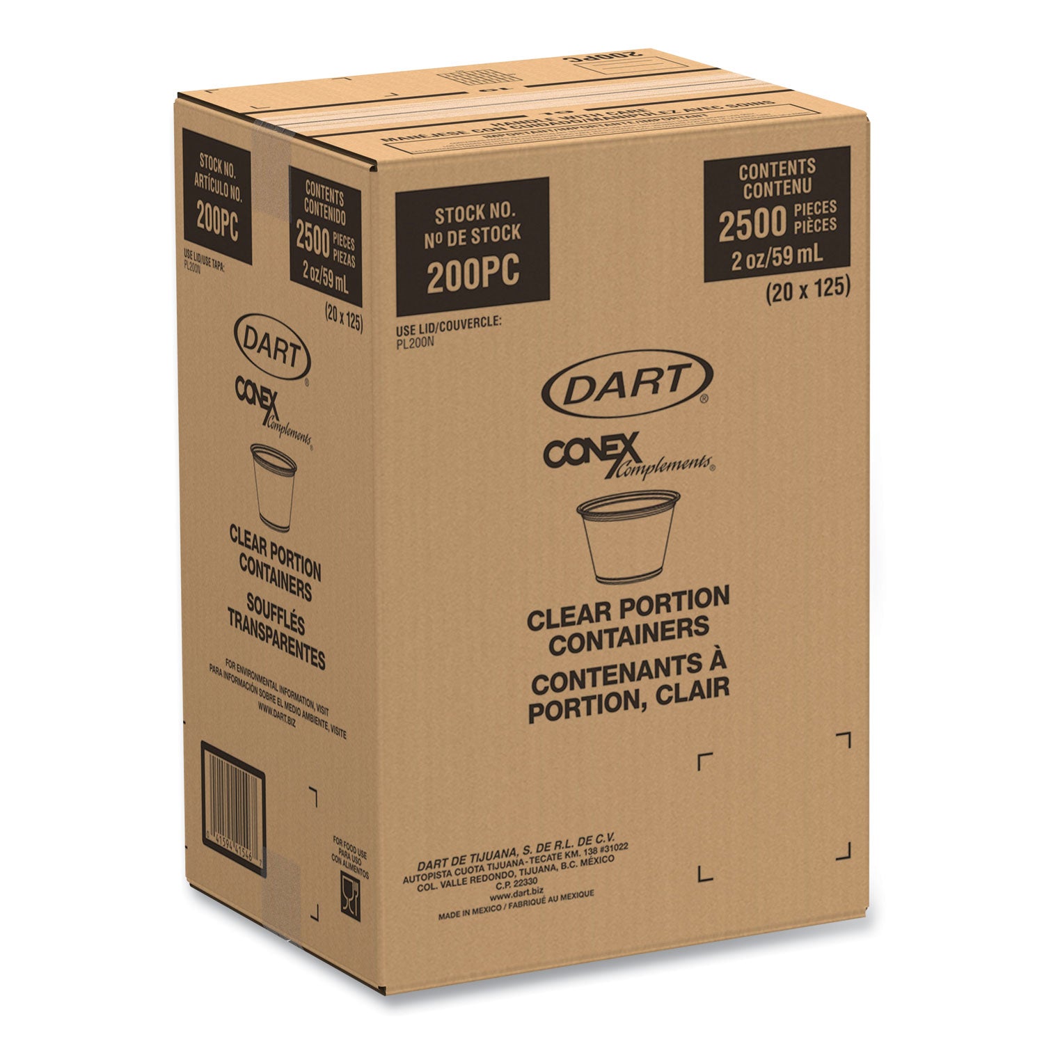 Conex Complements Portion/Medicine Cups, 2 oz, Clear, 125/Bag, 20 Bags/Carton -