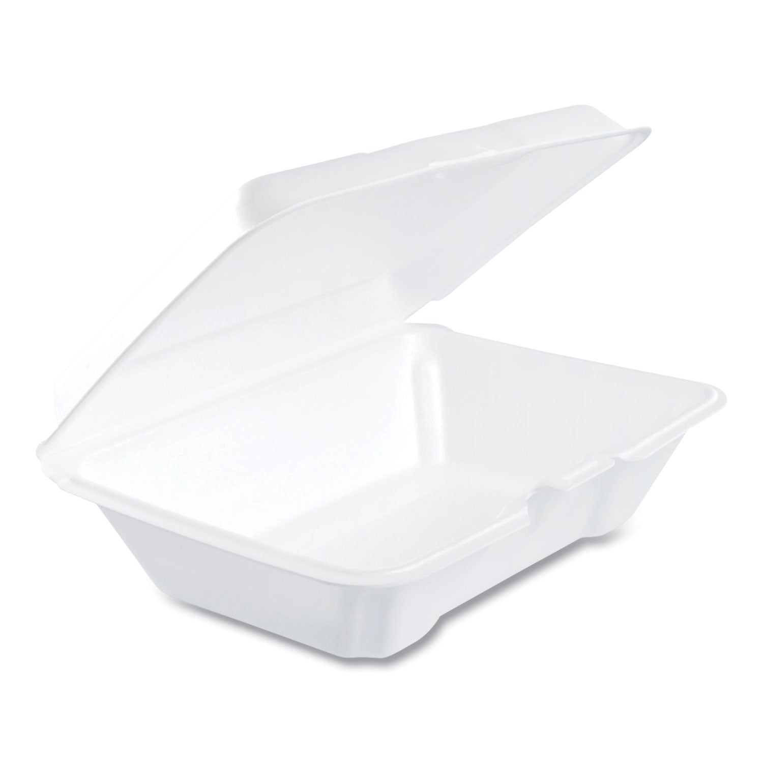 Foam Hinged Lid Containers, 1-Compartment, 6.4 x 9.3 x 2.9, White, 100/Pack, 2 Packs/Carton -