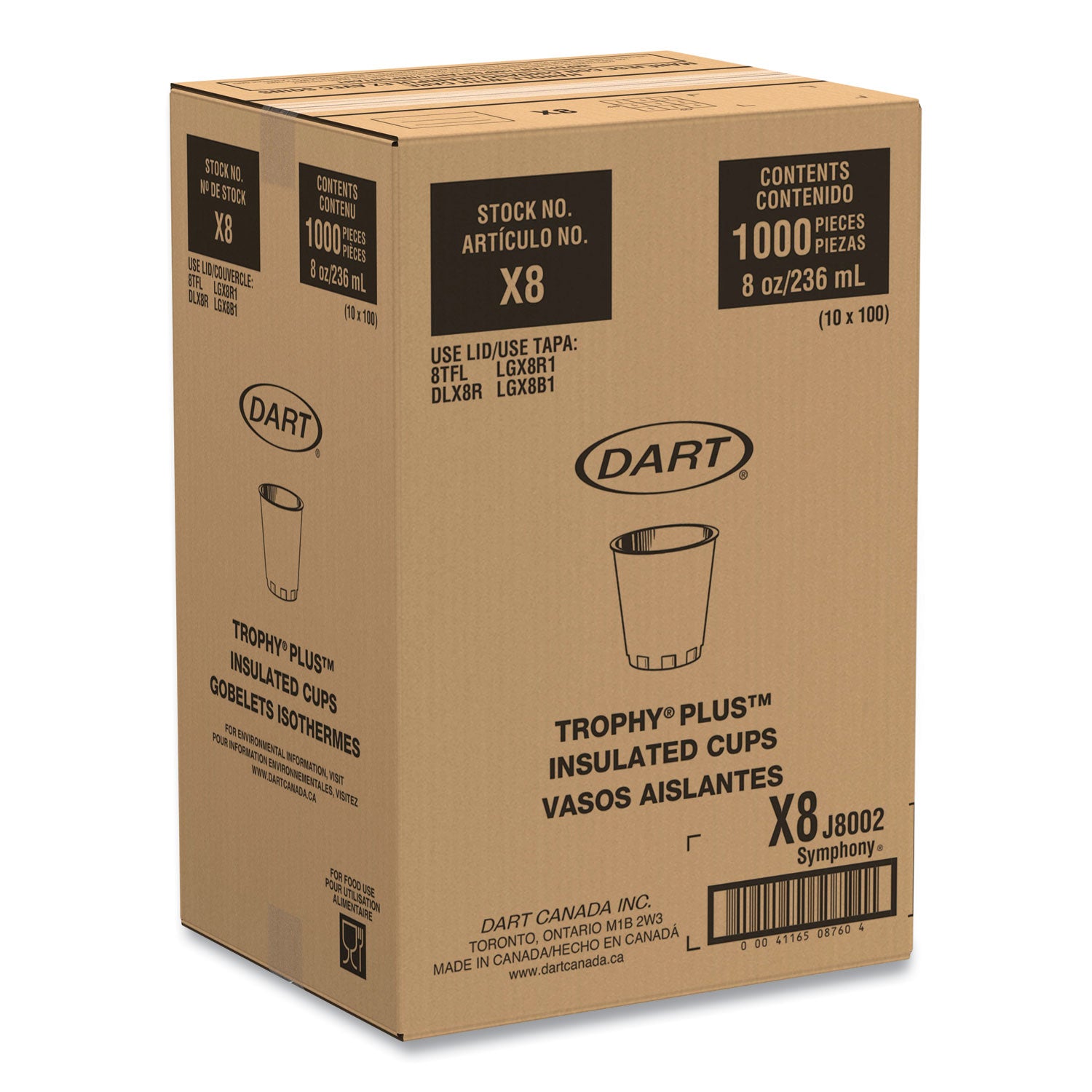 Trophy Plus Dual Temperature Insulated Cups in Symphony Design, 8 oz, Beige, 100/Pack -