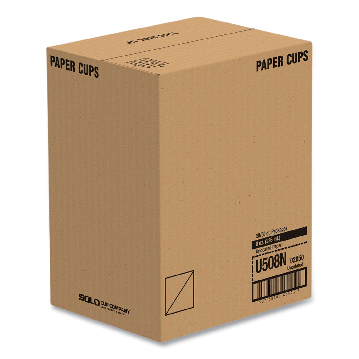 Uncoated Paper Cups, Hot Drink, 8 oz, White, 1,000/Carton -