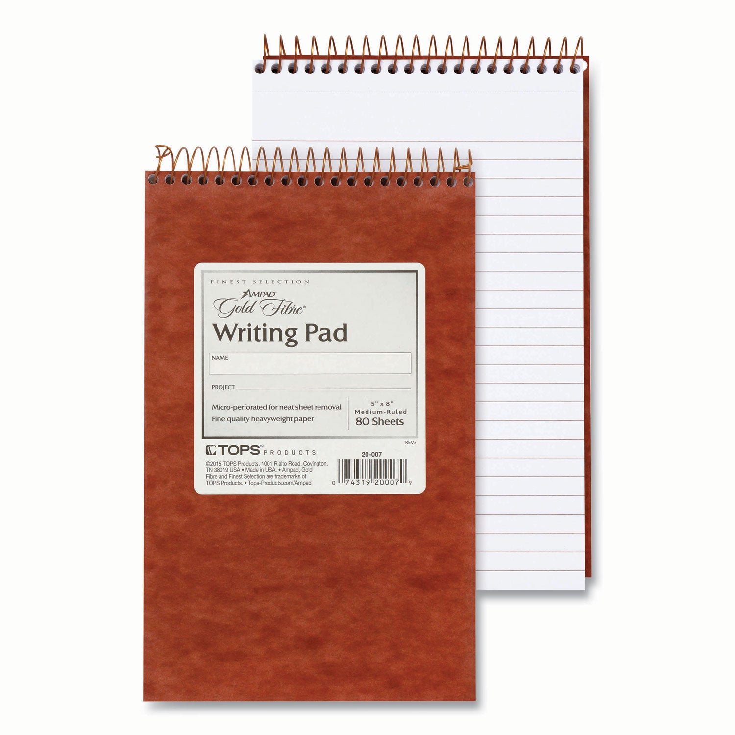 Gold Fibre Retro Wirebound Writing Pads, Medium/College Rule, Red Cover, 80 White 5 x 8 Sheets -