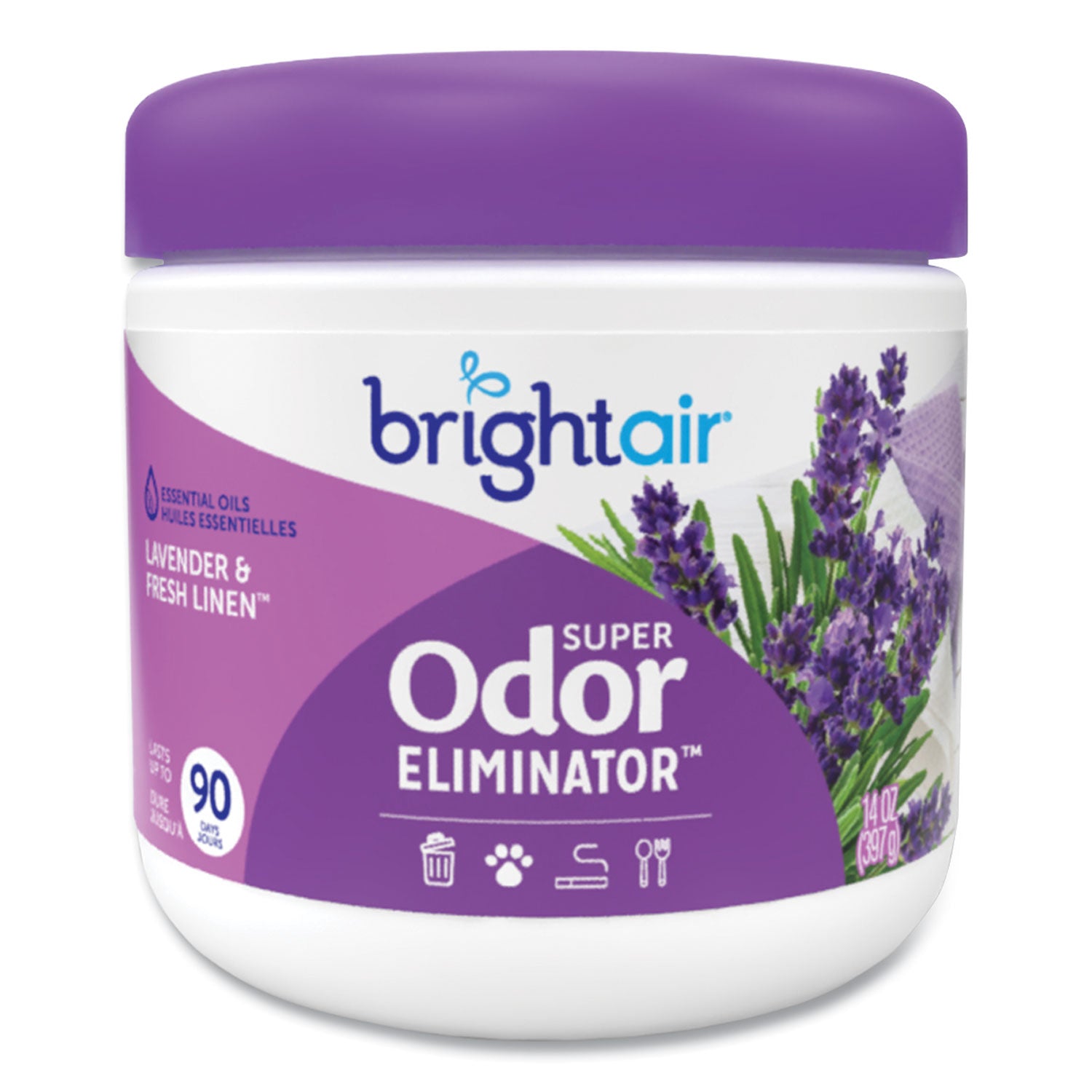 Super Odor Eliminator, Lavender and Fresh Linen, Purple, 14 oz Jar -