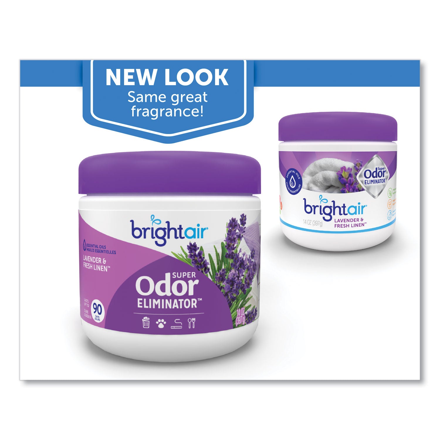 Super Odor Eliminator, Lavender and Fresh Linen, Purple, 14 oz Jar -
