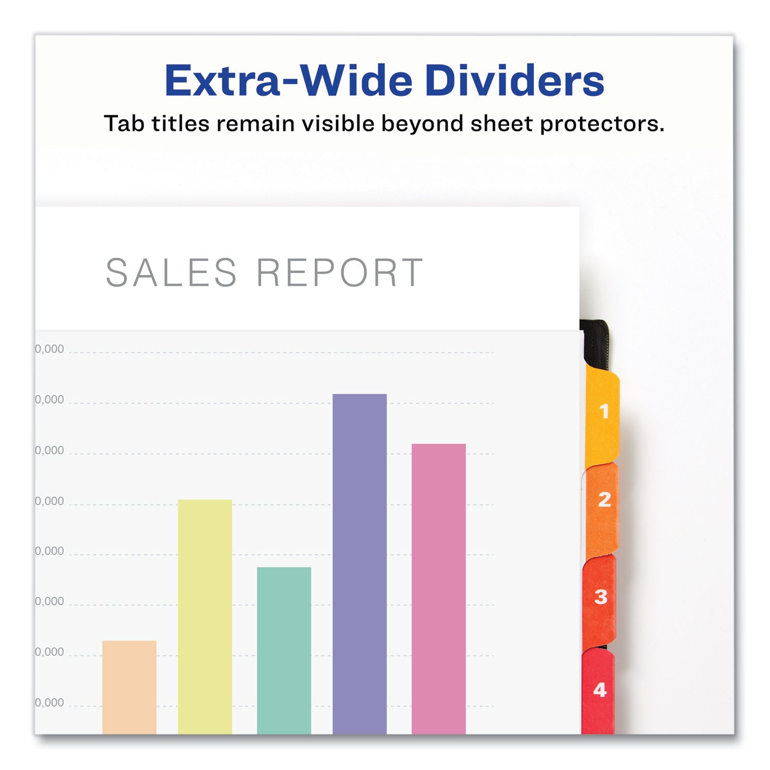 Customizable TOC Ready Index Multicolor Tab Dividers, Extra Wide Tabs, 8-Tab, 1 to 8, 11 x 9.25, White, 1 Set -