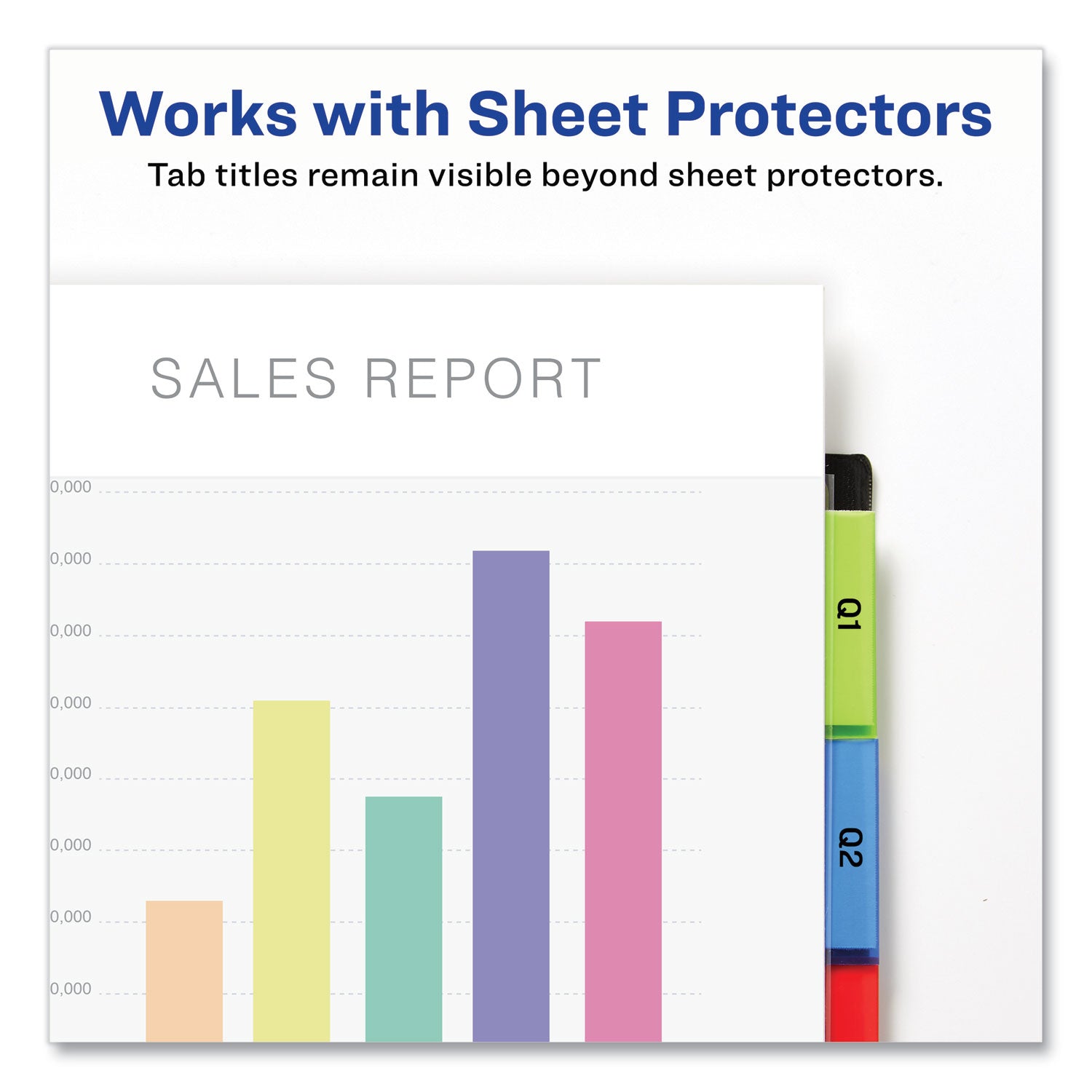 Insertable Big Tab Plastic Three-Pocket Corner Lock Dividers, 5-Tab, 11.13 x 9.25, Assorted, 1 Set -