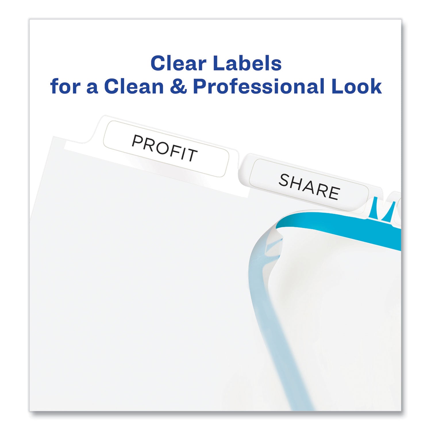 Print and Apply Index Maker Clear Label Dividers, Extra Wide Tab, 5-Tab, White Tabs, 11.25 x 9.25, White, 1 Set -