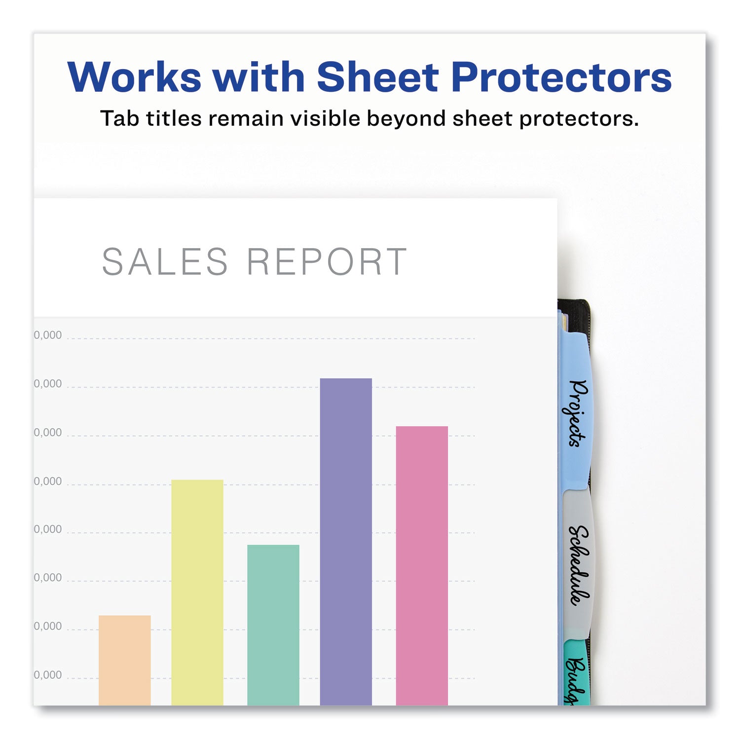 Write and Erase Durable Plastic Dividers with Slash Pocket, 3-Hold Punched, 5-Tab, 11.13 x 9.25, Assorted, 1 Set -