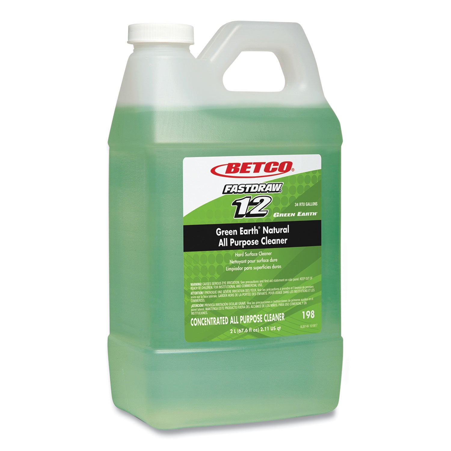 Green Earth FASTDRAW Natural Degreaser - For Carpet, Multi Surface - Concentrate - 67.6 fl oz (2.1 quart) - Clean Scent - 1 Each - Green - 2