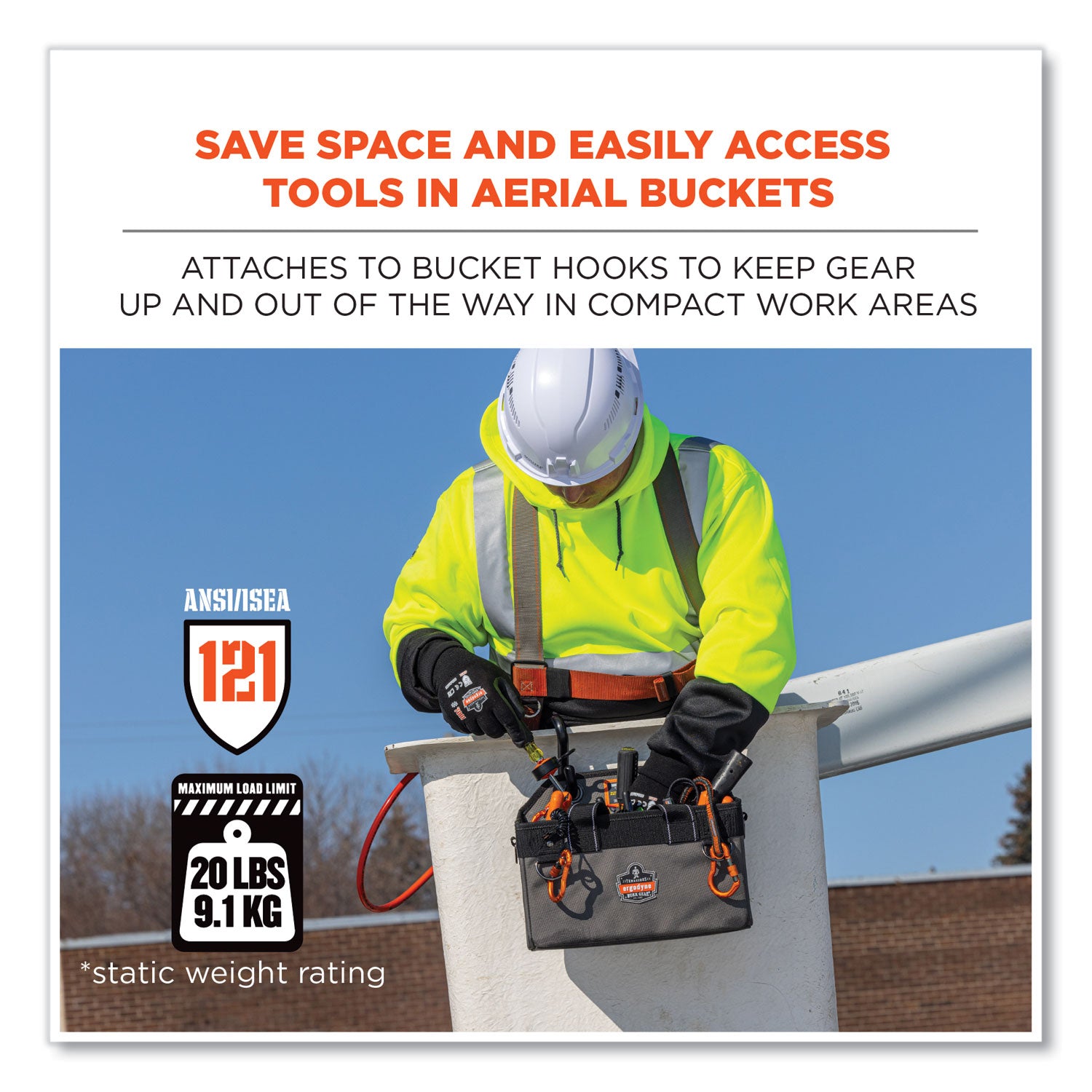 arsenal-5844-bucket-truck-tool-bag-w-tethering-attachment-points-8-compartments-13-x-75-x-75-gray-ships-in-1-3-bus-days_ego13742 - 2