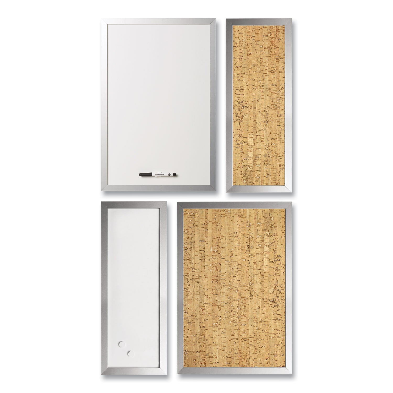 positive-flow-metallic-silver-message-board-sets-2-bulletin-2-magnetic-dry-erase-assorted-sizes-silver-frames_bvcsor035 - 1
