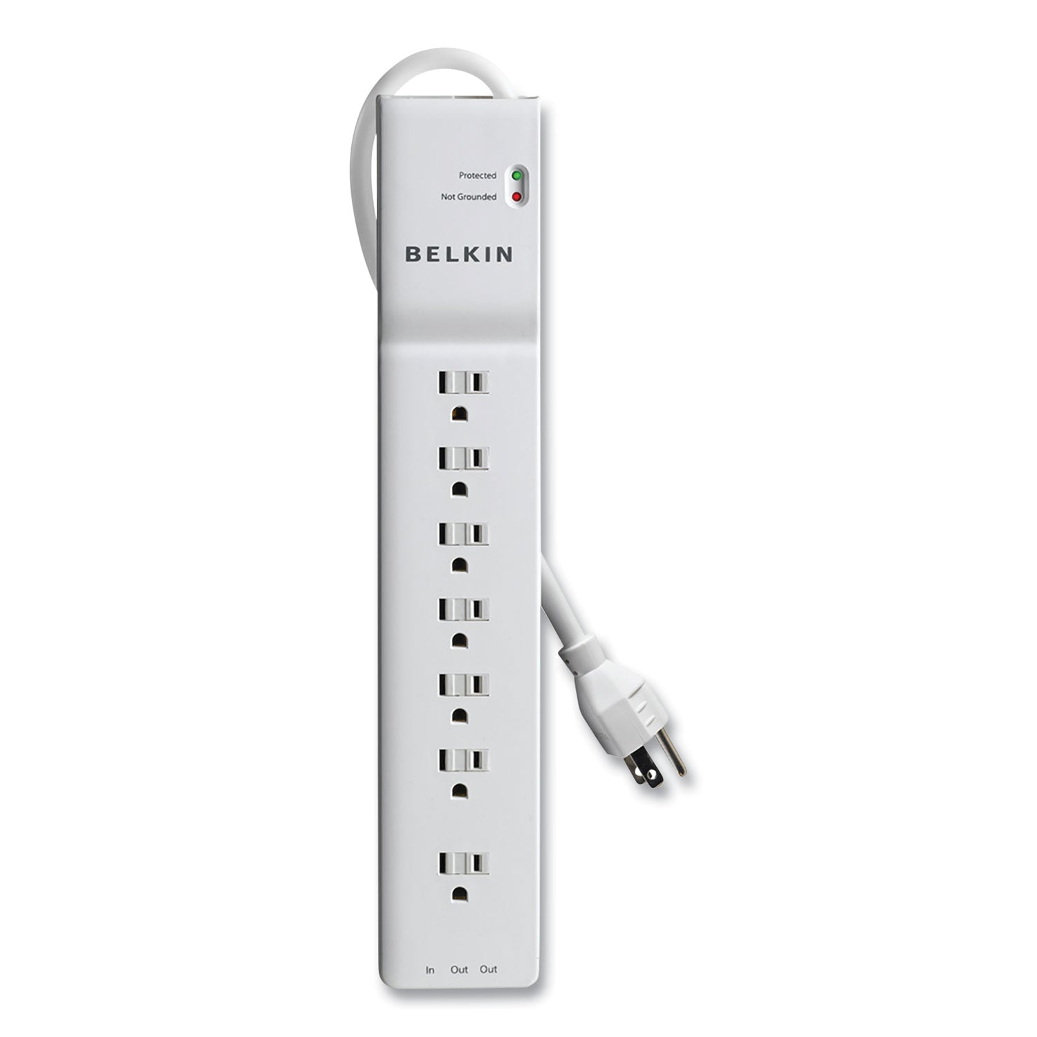 Home/Office Surge Protector, 7 AC Outlets, 6 ft Cord, 2,320 J, White -