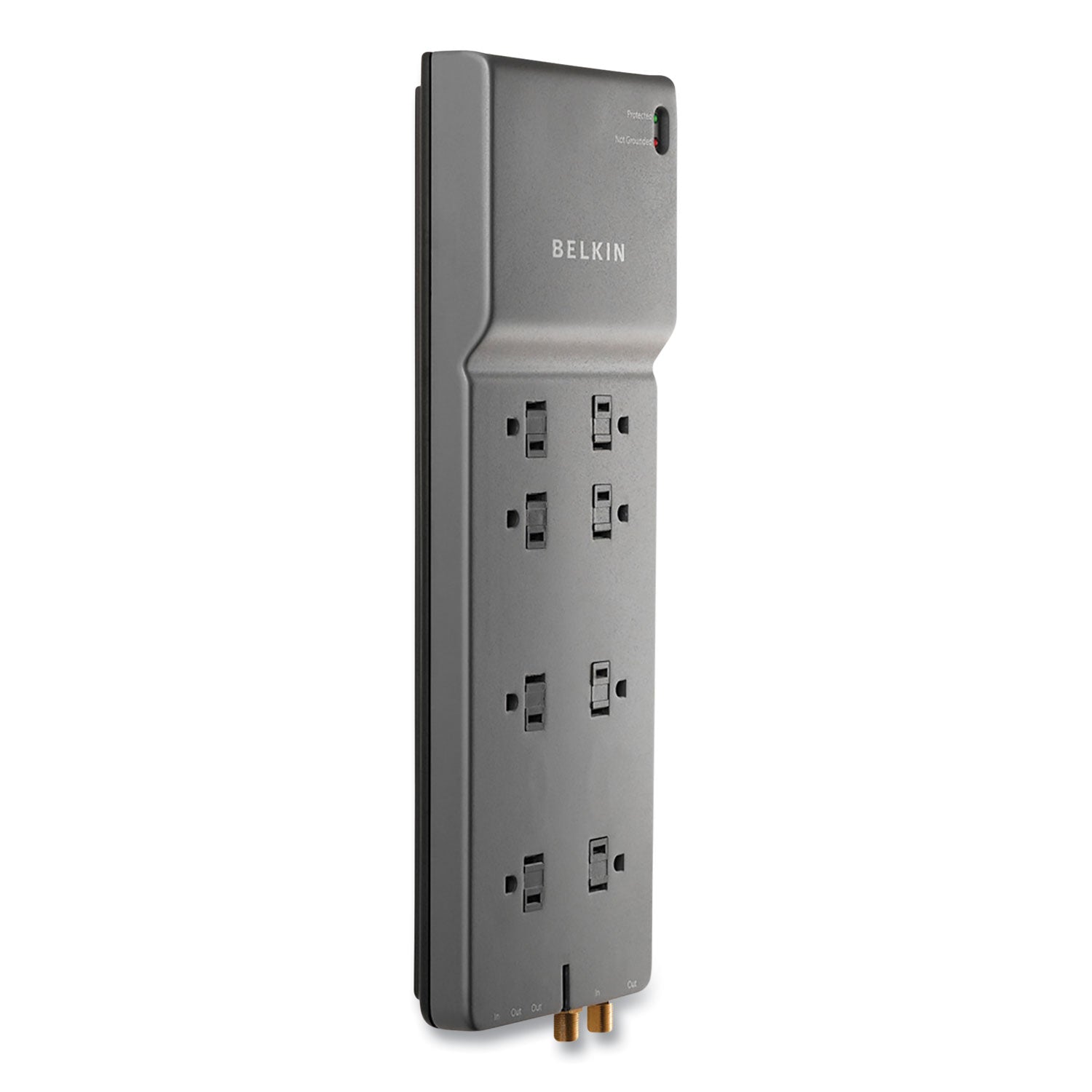 Home/Office Surge Protector, 8 AC Outlets, 12 ft Cord, 3,390 J, Dark Gray -