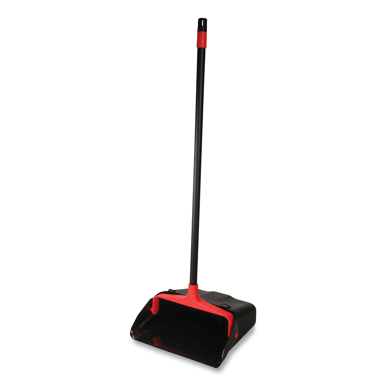 Maxi-Plus Lobby Dust Pan with Rear Wheels, 13 x 35, 30" Handle, Plastic, Black, 6/Carton -