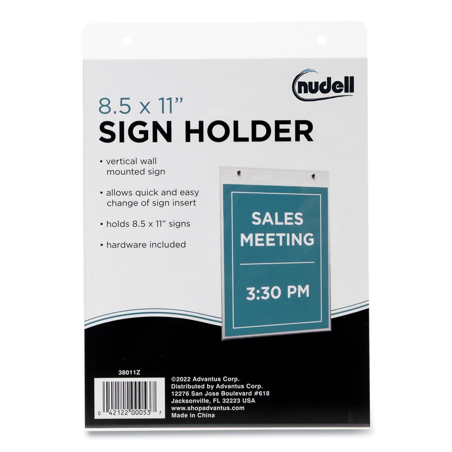 Clear Plastic Vertical-Orientation Wall Sign Holder with Mounting Screws, Quick-Change Insert System, 8.5 x 11 Insert -
