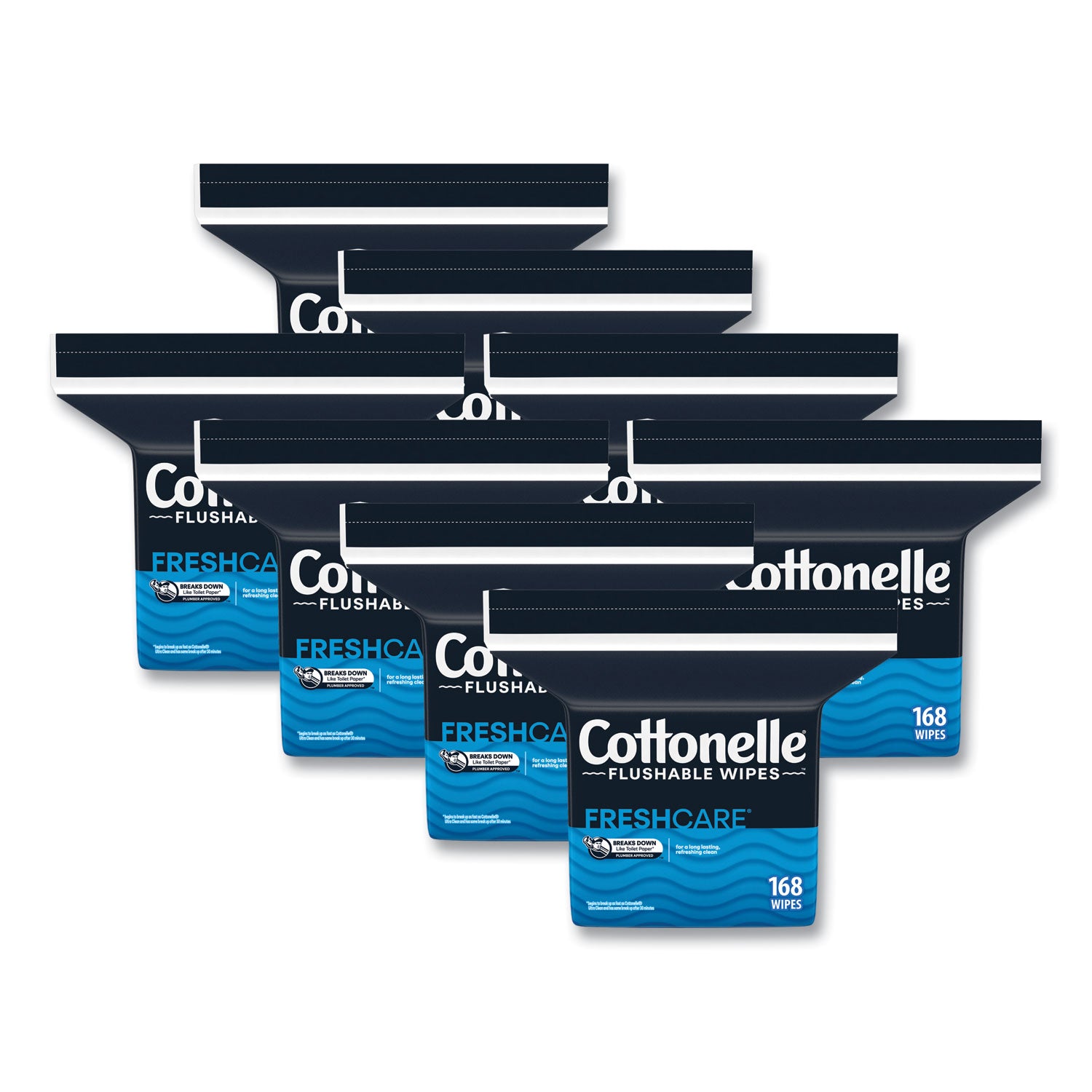 fresh-care-flushable-cleansing-cloths-1-ply-5-x-725-white-168-pack-8-packs-carton_kcc10358ct - 1