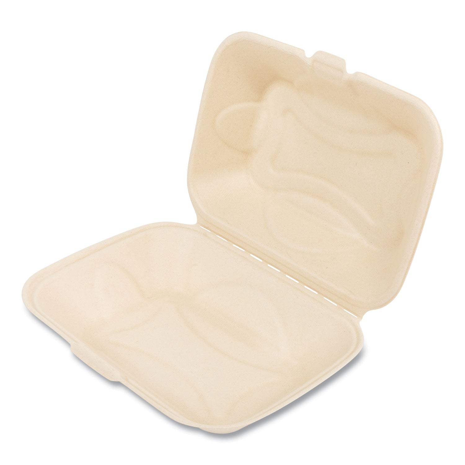 bagasse-pfas-free-food-containers-hoagie-hinged-lid-1-compartment-6-x-3-x-9-tan-bamboo-sugarcane-250-carton_bwkhinge96npfa - 1