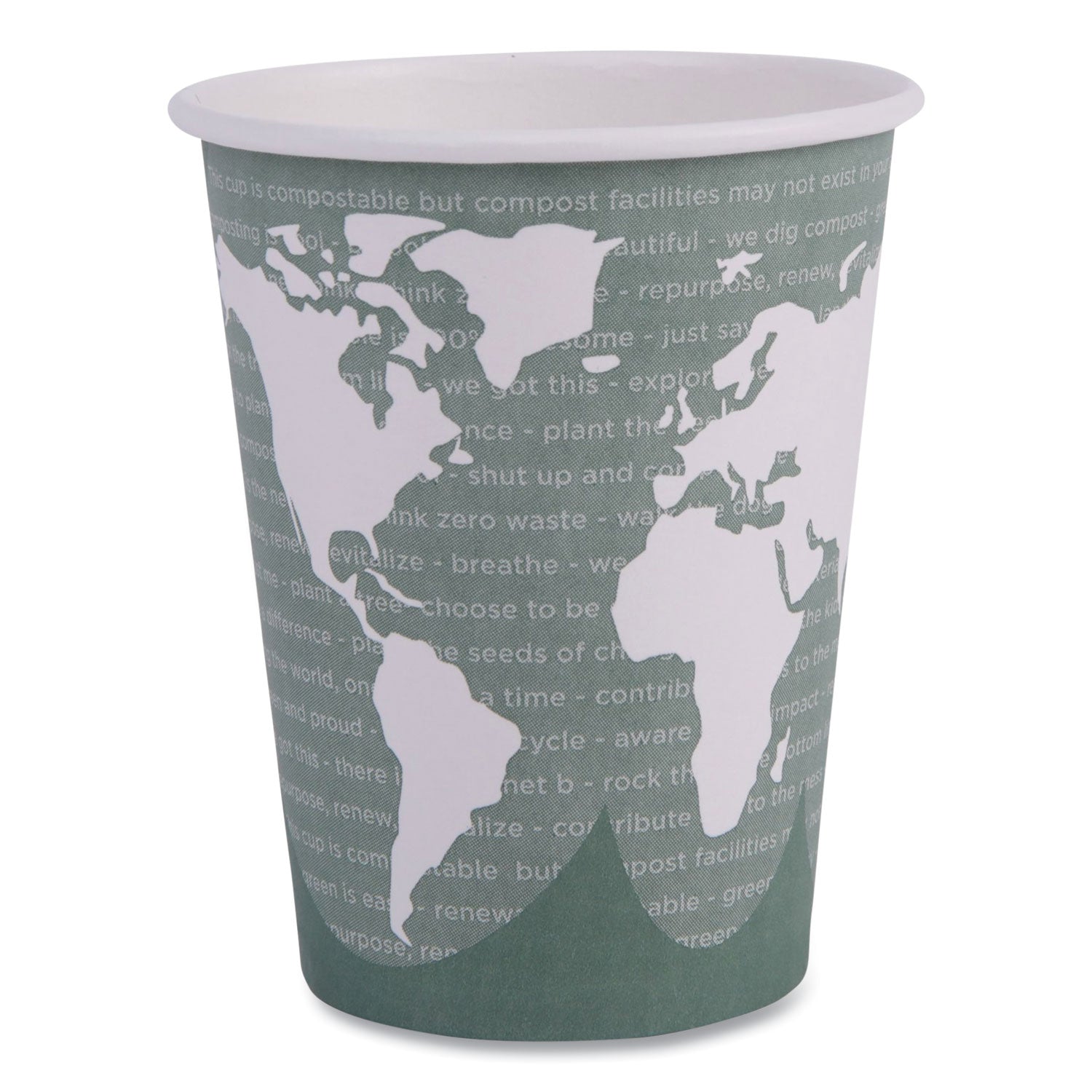 World Art Renewable and Compostable Hot Cups, 12 oz, Gray, 50/Pack -