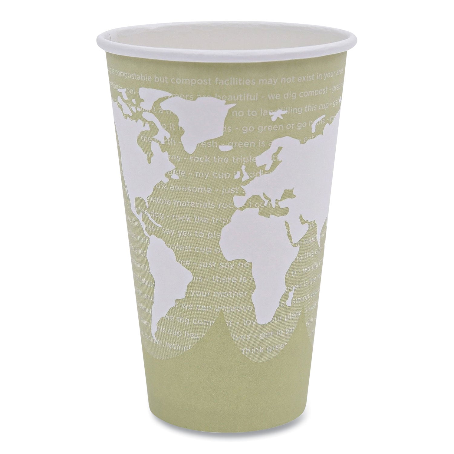 World Art Renewable and Compostable Hot Cups, 16 oz, 50/Pack, 20 Packs/Carton -