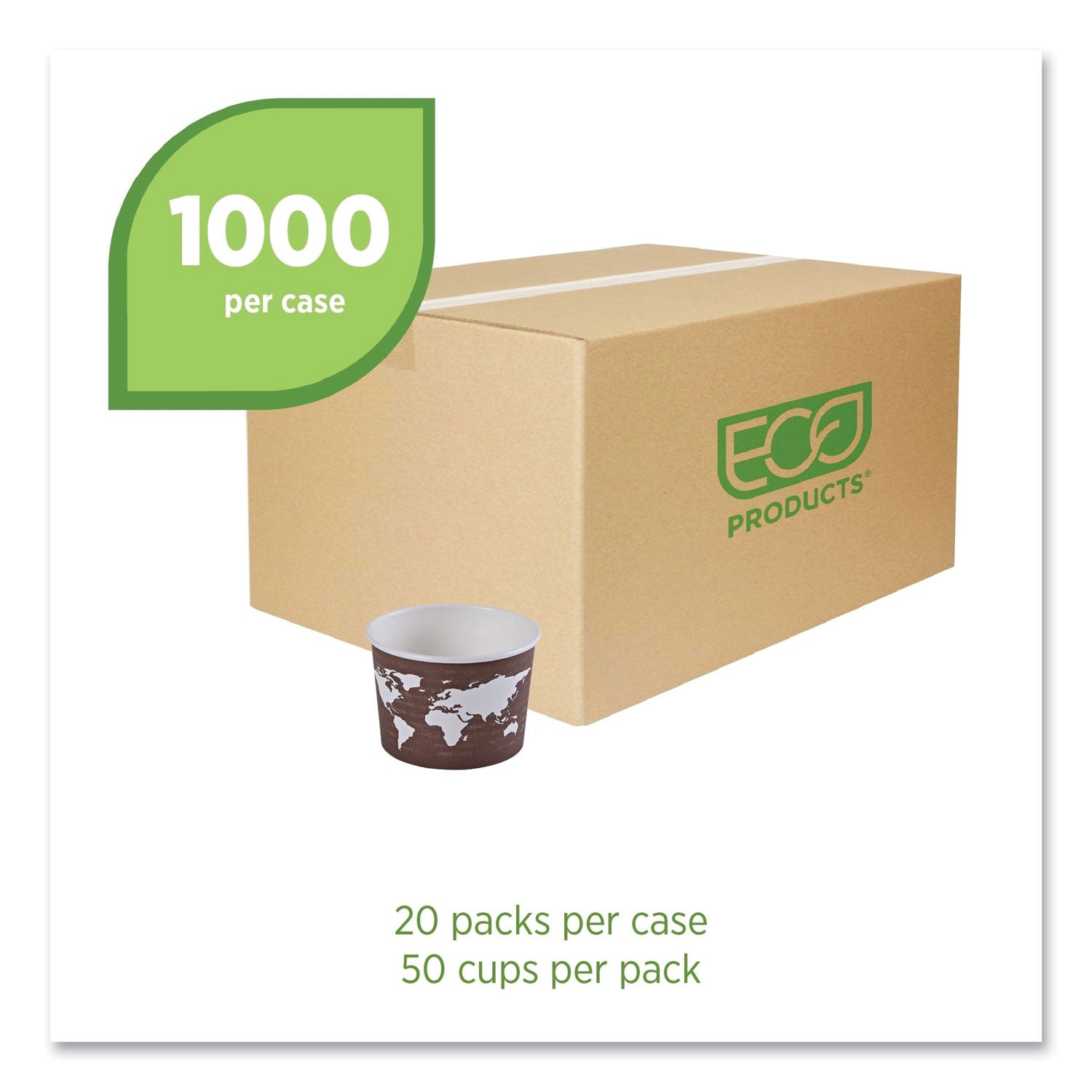 World Art Renewable and Compostable Food Container, 8 oz, 3.04 Diameter x 2.3 h, Brown, Paper, 50/Pack, 20 Packs/Carton -