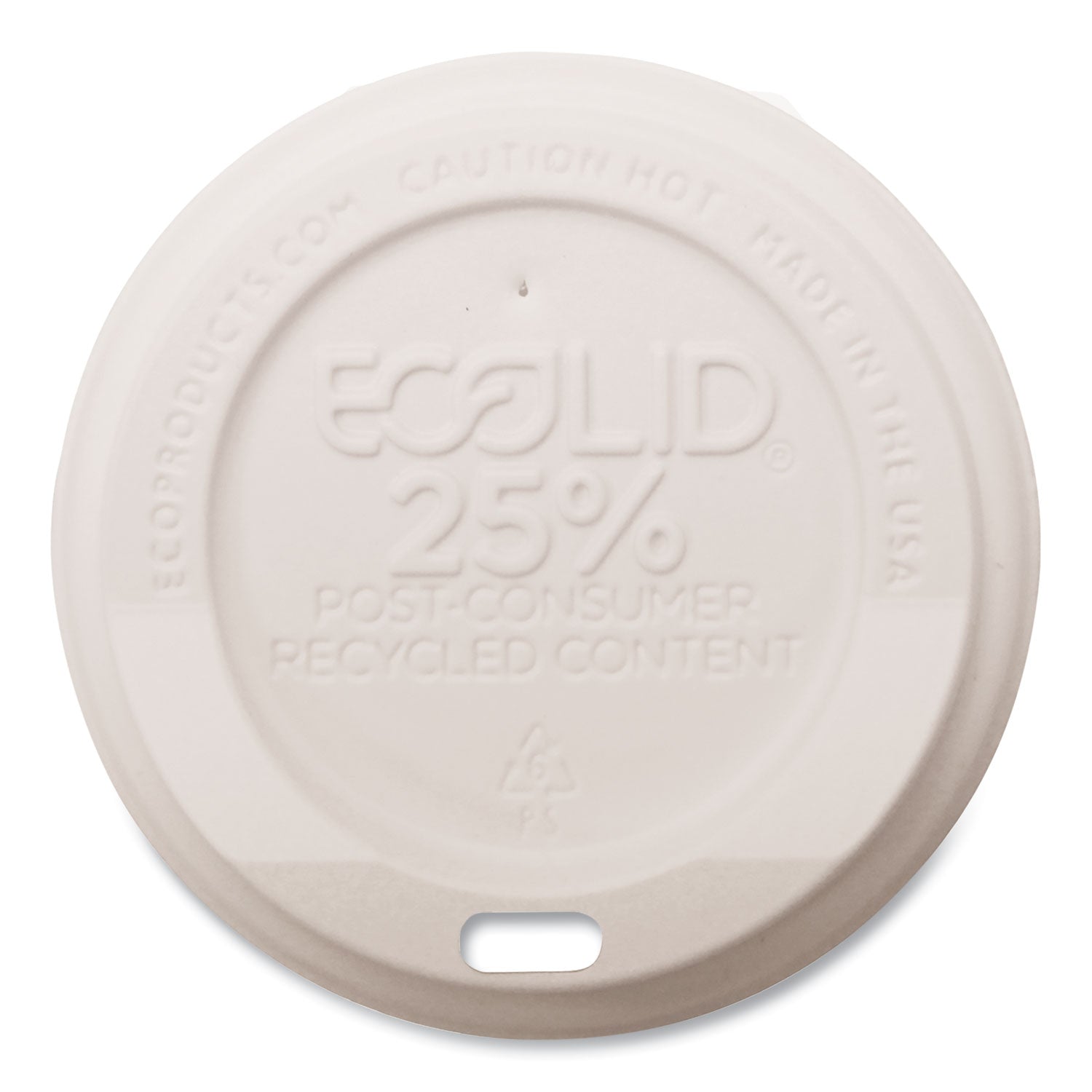 EcoLid 25% Recycled Content Hot Cup Lid, White, Fits 8 oz Hot Cups, 100/Pack, 10 Packs/Carton -