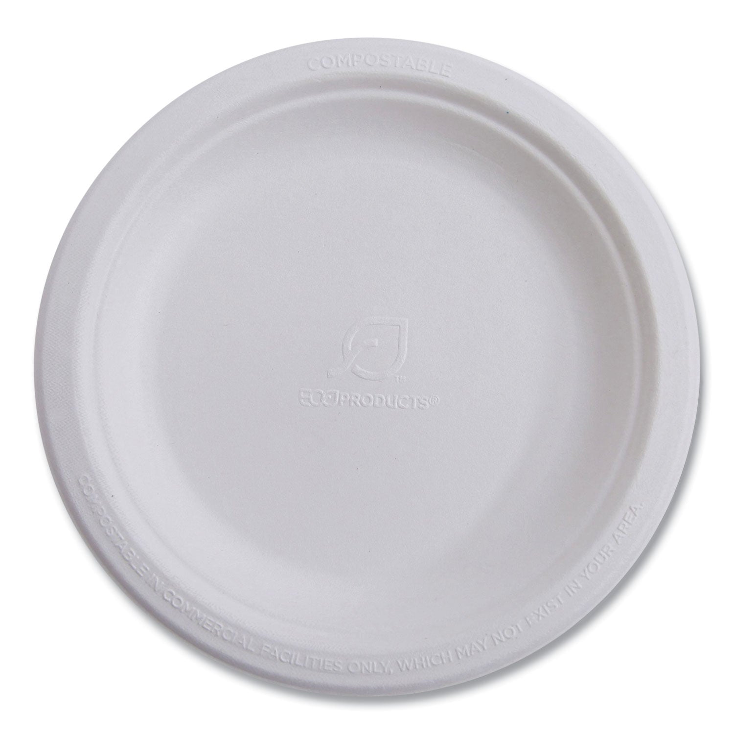 Renewable Sugarcane Plates, 10" dia, Natural White, 500/Carton -
