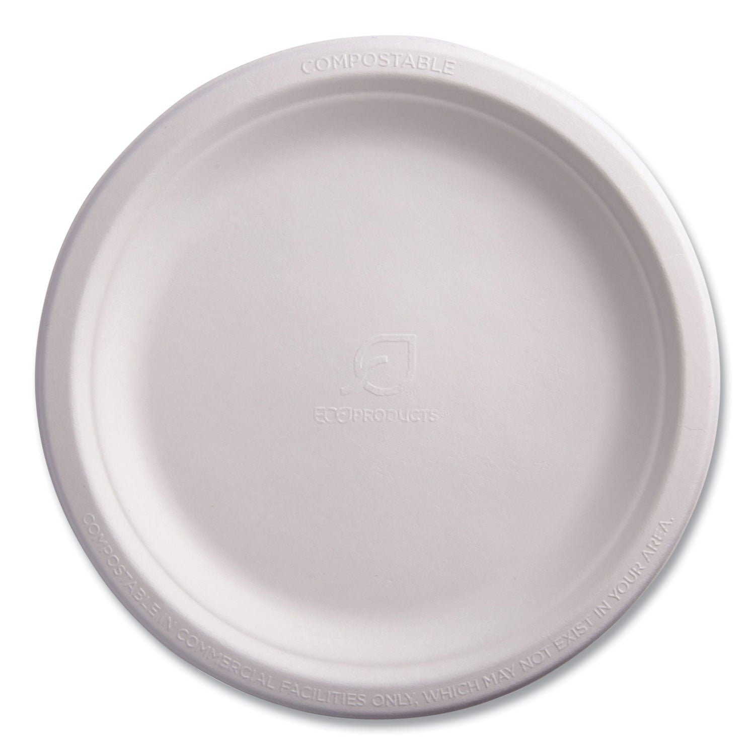 Renewable Sugarcane Plates, 9" dia, Natural White, 500/Carton -